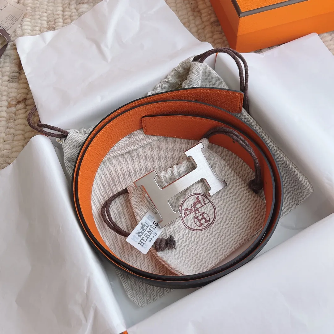 💰480💰Full package💰 💍Purchase level Hermes 3.8cm double-sided men's belt, custom-made stainless steel hardware electroplating, two-color double-sided cowhide, clearly visible leather texture, excellent hand feel, no pressure when entering and exiting the counter