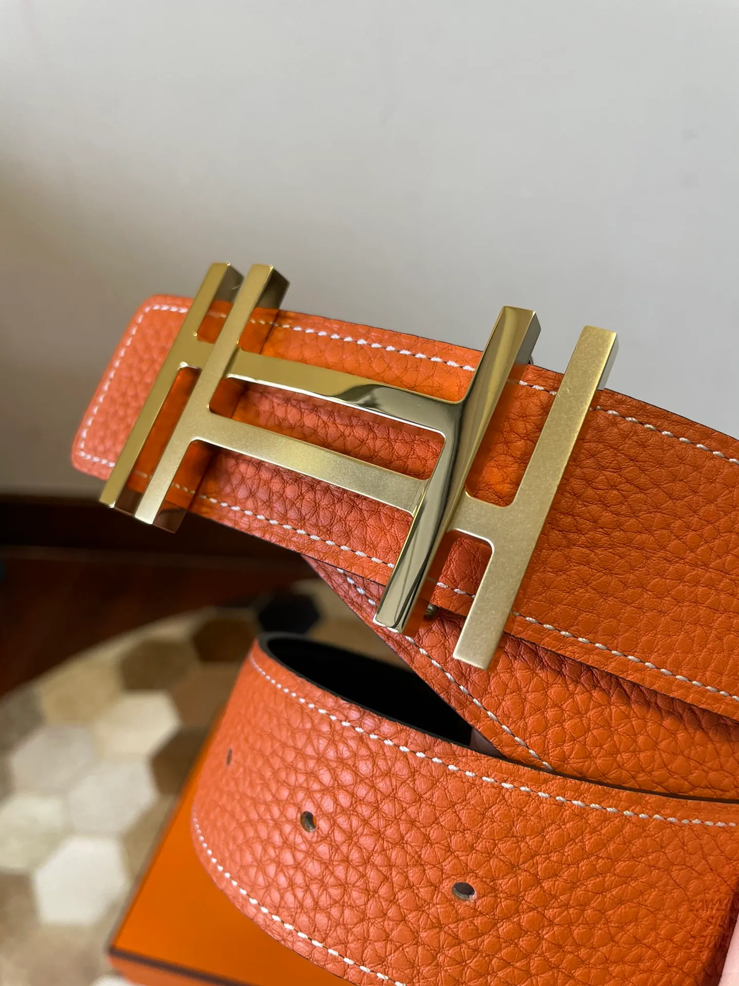 💍Purchasing agent Hermes zp order classic men's belt counter Togo leather with stainless steel duplex welding point buckle 3.8cm, practical and beautiful. P480