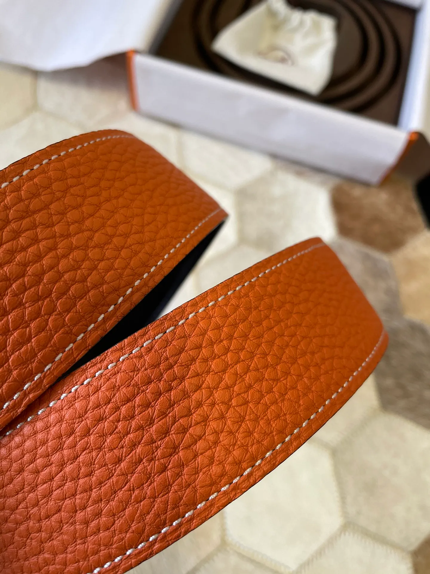 💍Purchasing agent Hermes zp order classic men's belt counter Togo leather with stainless steel duplex welding point buckle 3.8cm, practical and beautiful. P480