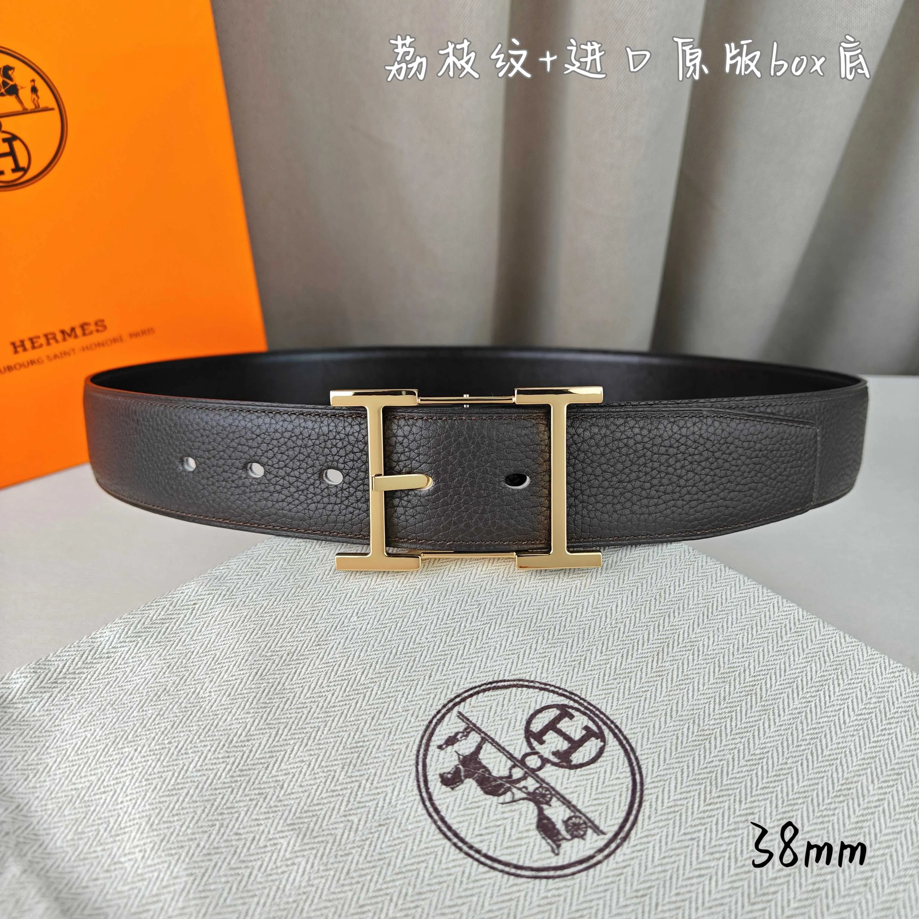 💰520💰Full package💰 💍Purchasing-grade Hermès pin buckle, imported first-layer cowhide, pebbled pattern with imported white heart bottom, 3.8cm wide, with official website boutique pin buckle