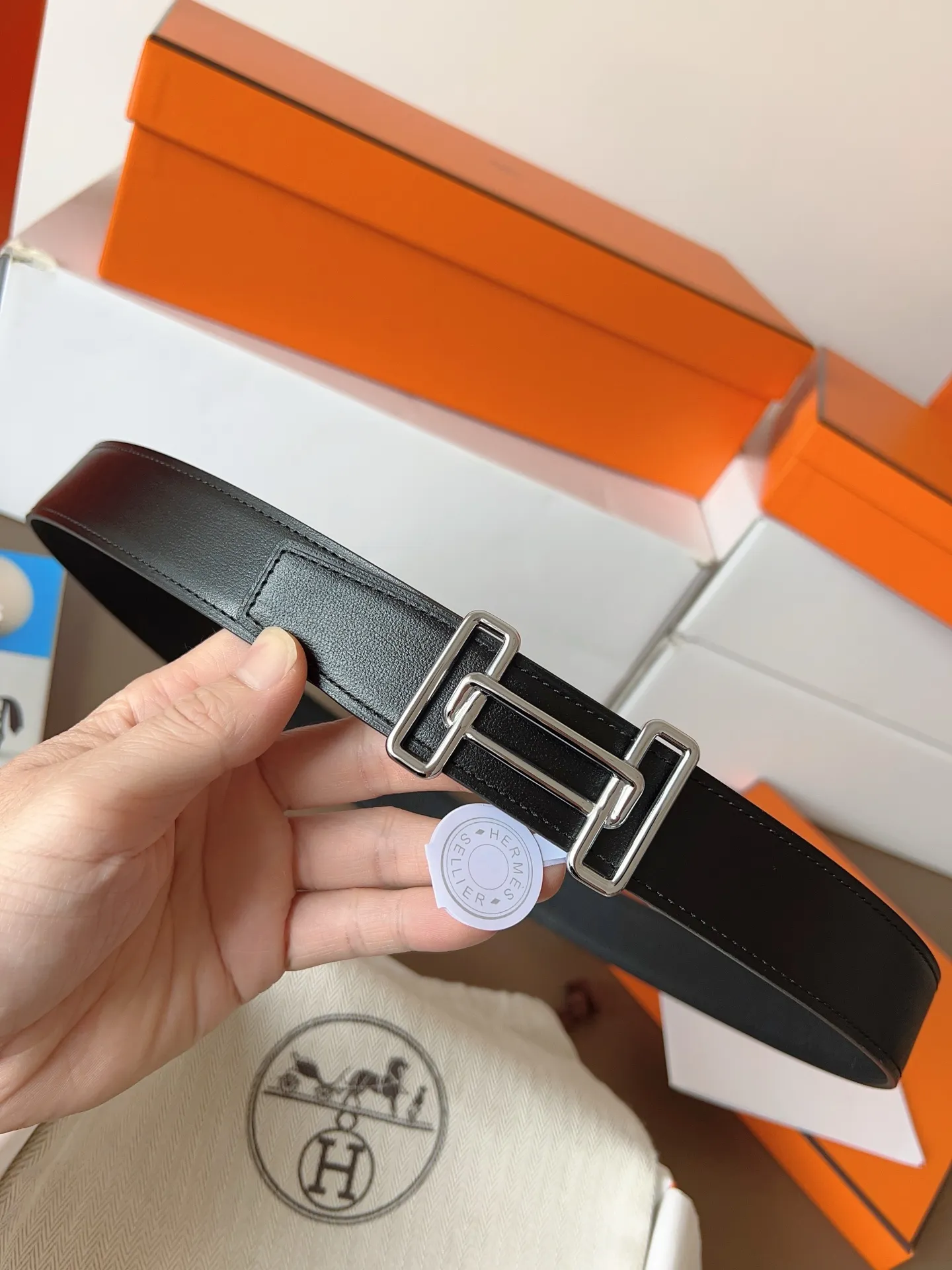 💰480💰Full set of packaging💰💍Purchase level Hermes "HERMES" new craftsmanship, original wiring 3.2cm, colors are black, earthy yellow, tin gray, coffee color, Prussian basket double-sided belt🇫🇷French original togo leather/A-grade steel buckle The quality is beyond doubt, there is no better, only the best,