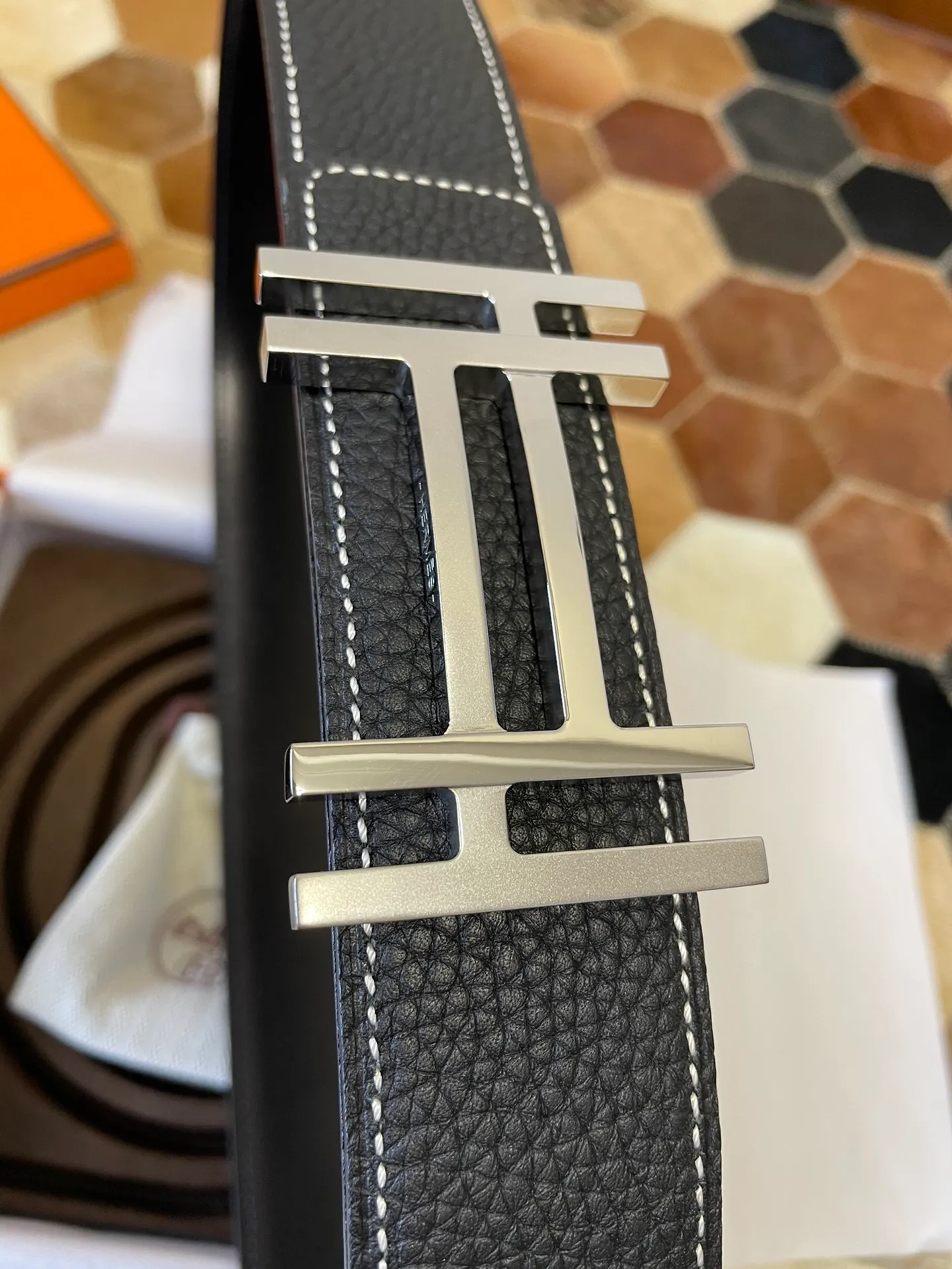 💍Purchasing agent Hermes zp order classic men's belt counter Togo leather with stainless steel duplex welding point buckle 3.8cm, practical and beautiful. P480