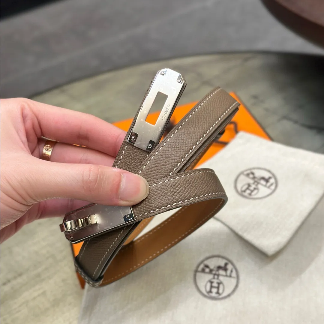 💰498💰Full package💰 💍Purchase level Hermes HERMES Kelly 18mm belt, stainless steel hardware, epsom original leather