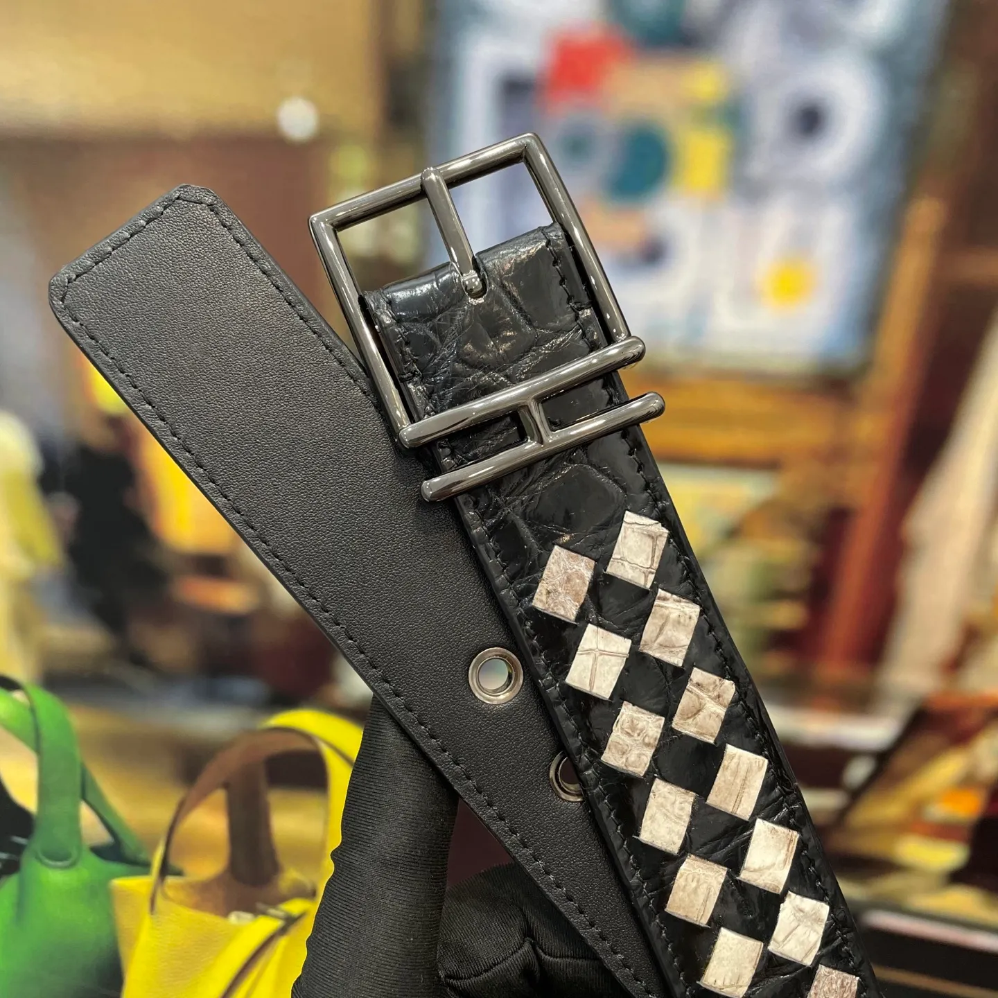 Hermes-🆕 🔥 Width 38mm boutique Classic black and white color combination Himalayan white and imported Nile crocodile 🐊 Braided 🐊 crocodile needle belt, casual yet elegant, high-end atmosphere, with boutique buckle, premium original quality, precision production