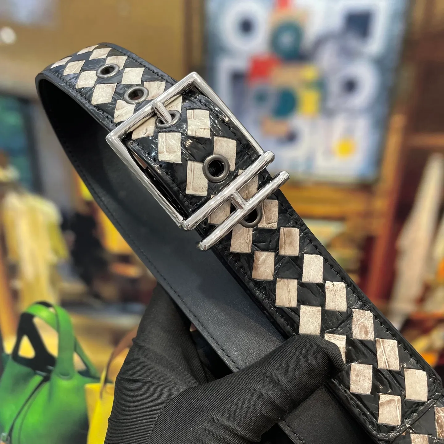 Hermes-🆕 🔥 Width 38mm boutique Classic black and white color combination Himalayan white and imported Nile crocodile 🐊 Braided 🐊 crocodile needle belt, casual yet elegant, high-end atmosphere, with boutique buckle, premium original quality, precision production
