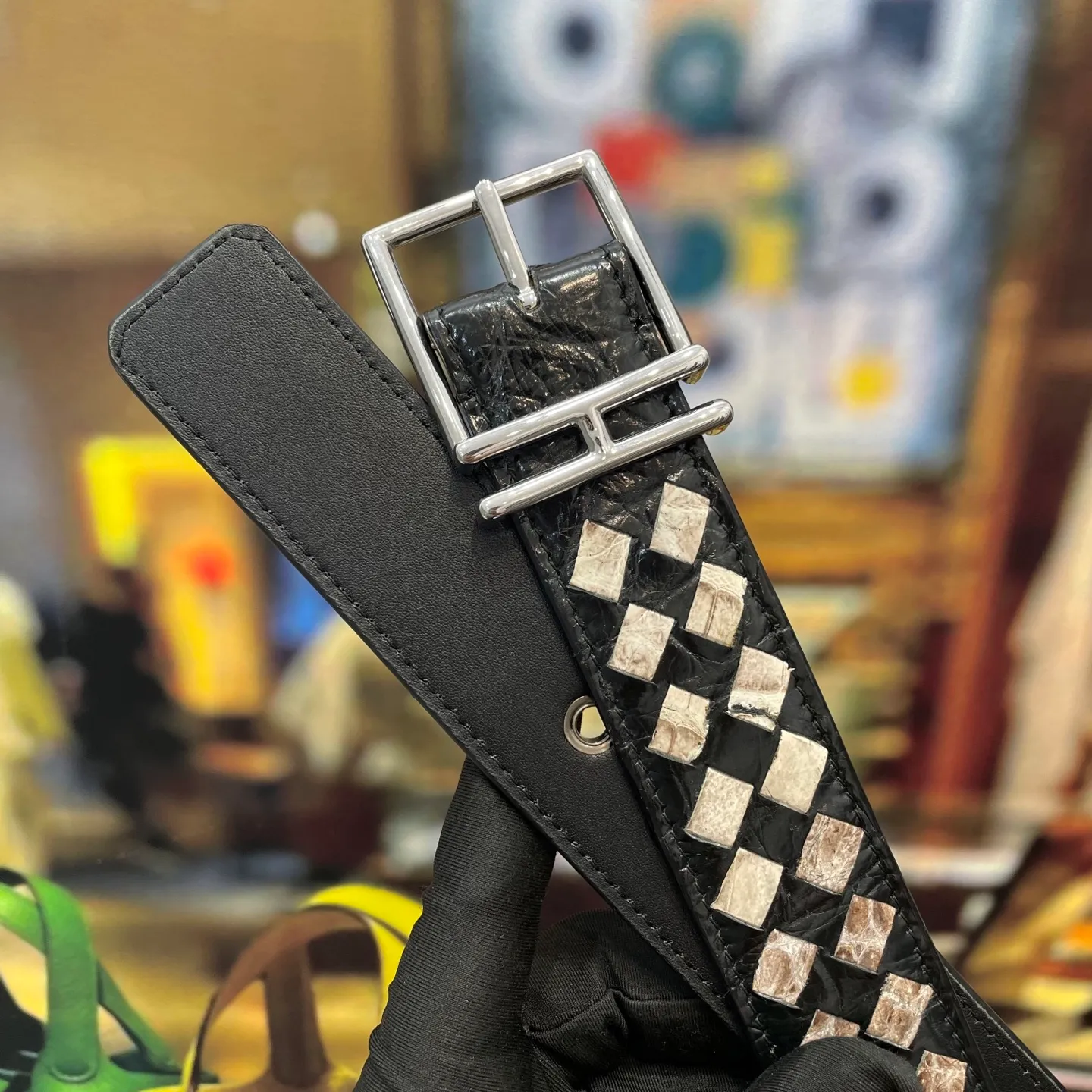 Hermes-🆕 🔥 Width 38mm boutique Classic black and white color combination Himalayan white and imported Nile crocodile 🐊 Braided 🐊 crocodile needle belt, casual yet elegant, high-end atmosphere, with boutique buckle, premium original quality, precision production