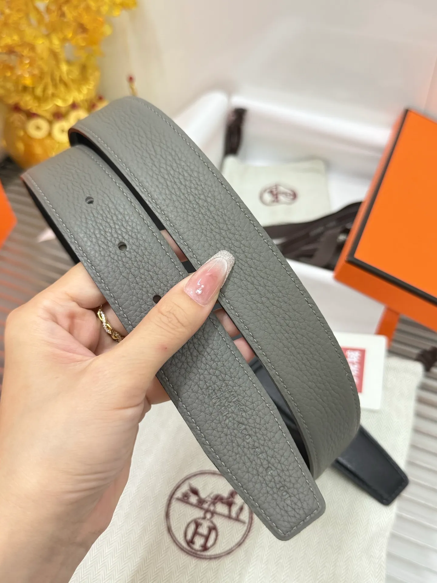 ✅Width: 𝟯.𝟮𝗰𝗺 ❑ Hermès can be used on both sides. Original imported 𝐓𝐎𝐆𝐎 calfskin + fine tungsten steel hardware buckle P480