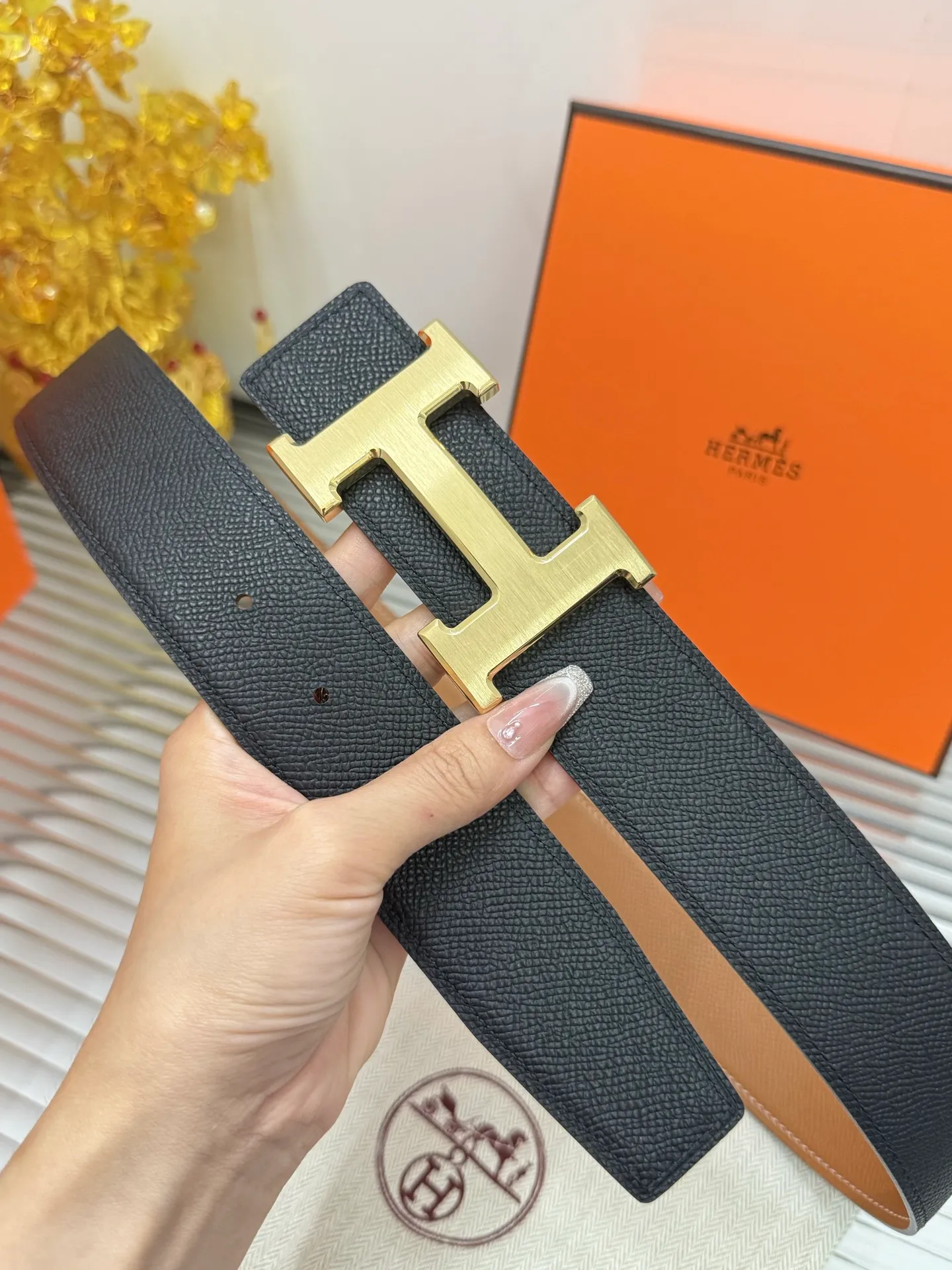 ✅Width: 𝟯.𝟴𝗰𝗺 ❑ Hermès can be used on both sides. Original imported 𝐓𝐎𝐆𝐎 calfskin + high-quality pure steel hardware buckle P480