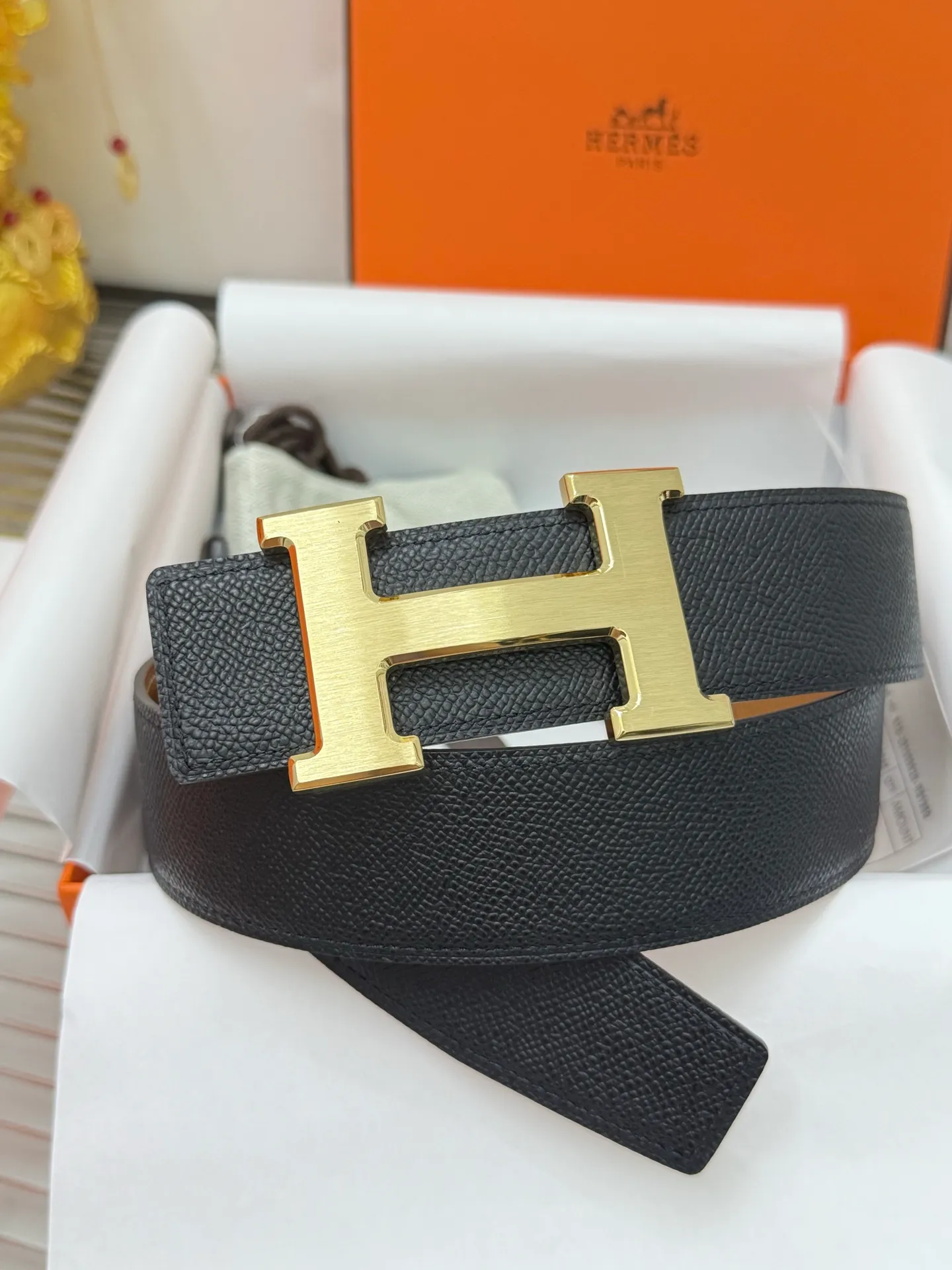 ✅Width: 𝟯.𝟴𝗰𝗺 ❑ Hermès can be used on both sides. Original imported 𝐓𝐎𝐆𝐎 calfskin + high-quality pure steel hardware buckle P480