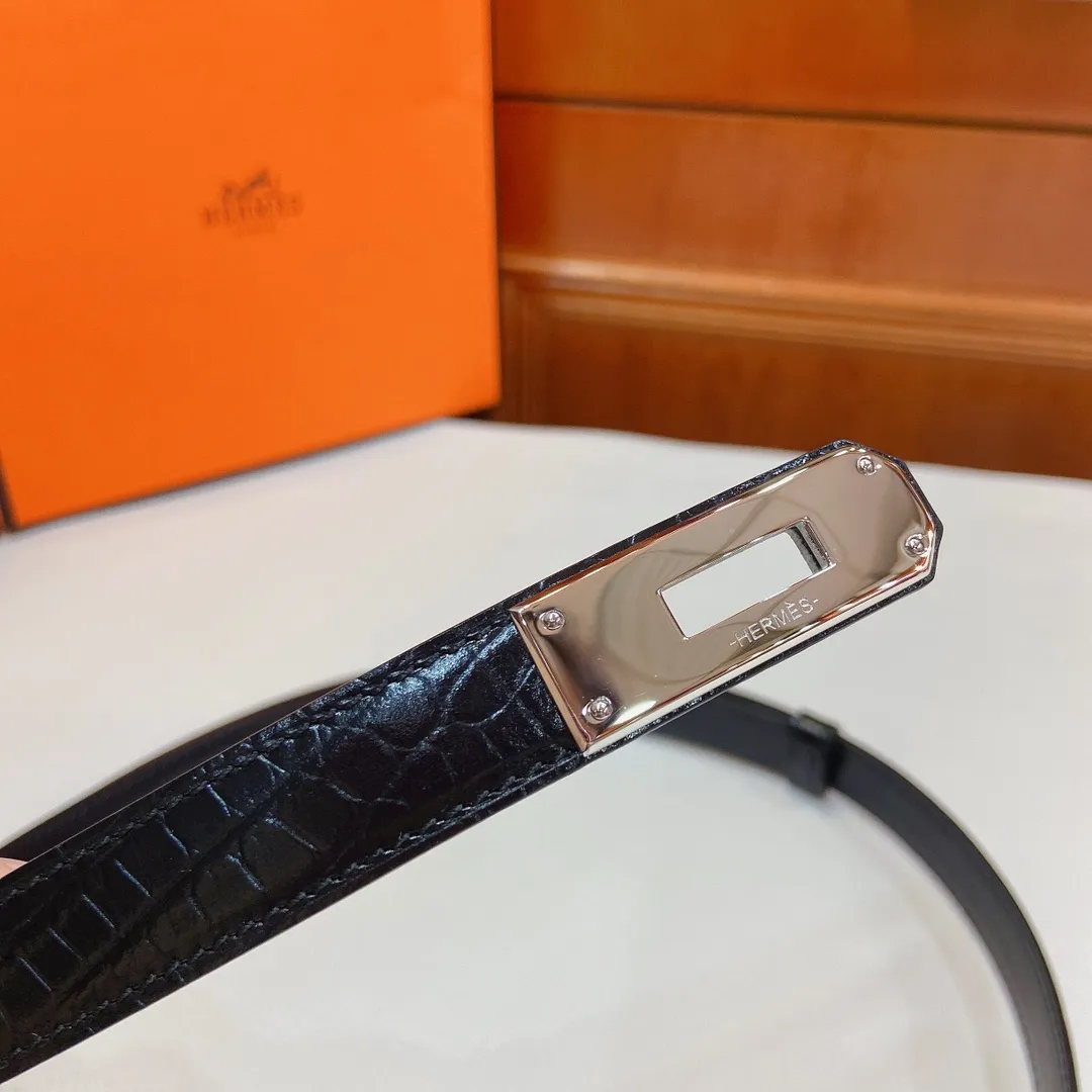 💰480💰Full package💰 💍Purchasing-grade HERMES Kelly 18mm belt, girdle, stainless steel hardware, with high-gloss crocodile pattern calfskin, elegant and fashionable, one-size-fits-all retractable