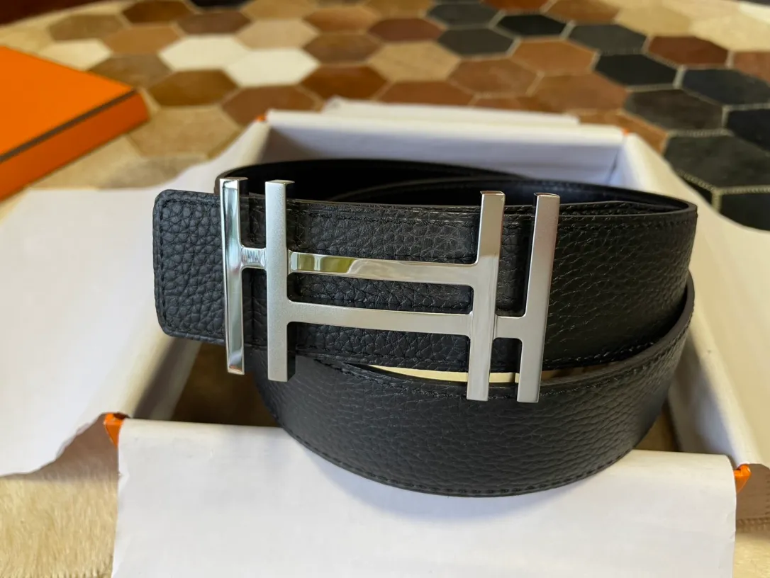 💍Purchasing agent Hermes zp order classic men's belt counter Togo leather with stainless steel duplex welding point buckle 3.8cm, practical and beautiful. P480