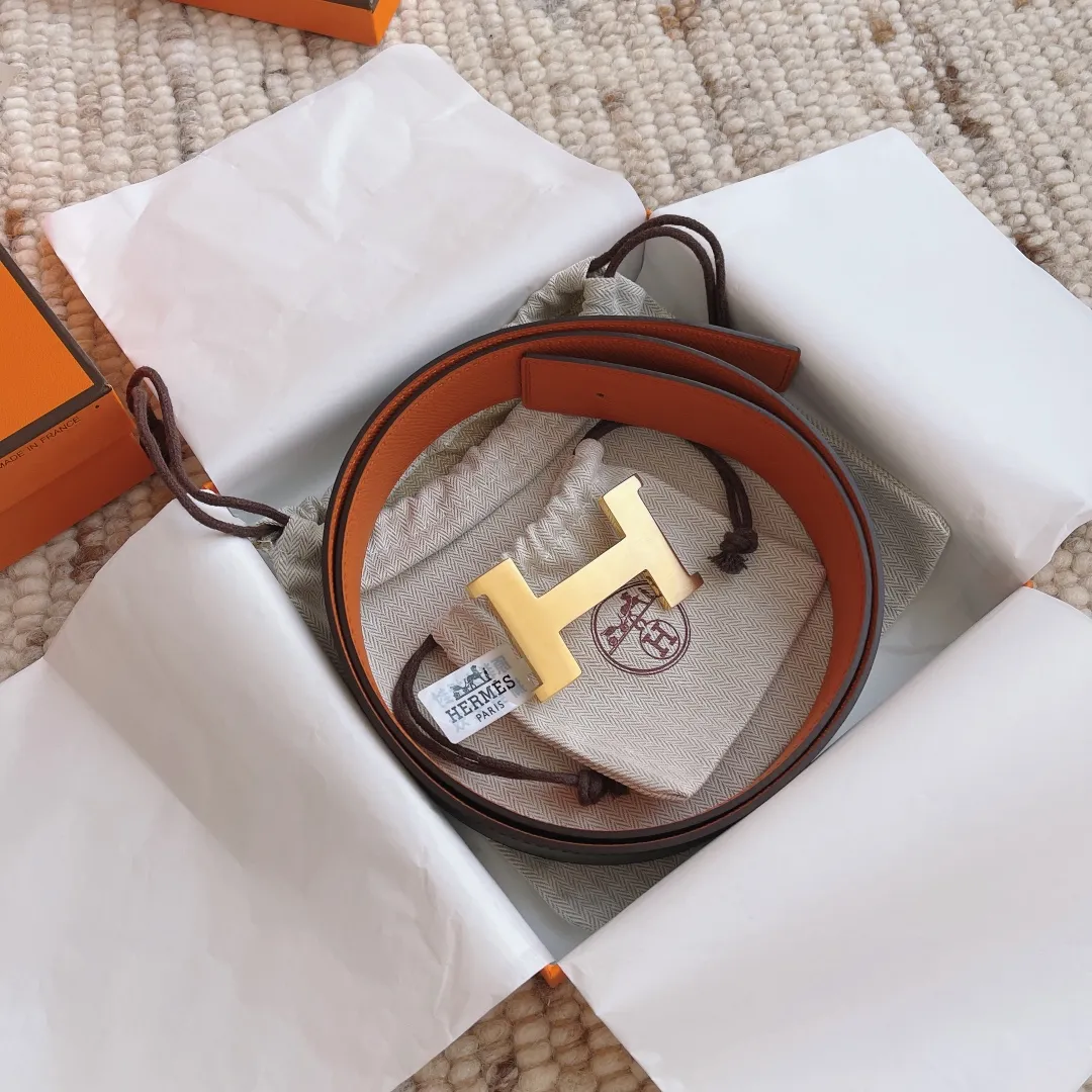 💰480💰Full package💰 💍Purchase level Hermes 3.8cm double-sided men's belt, custom-made stainless steel hardware electroplating, two-color double-sided cowhide, clearly visible leather texture, excellent hand feel, no pressure when entering and exiting the counter