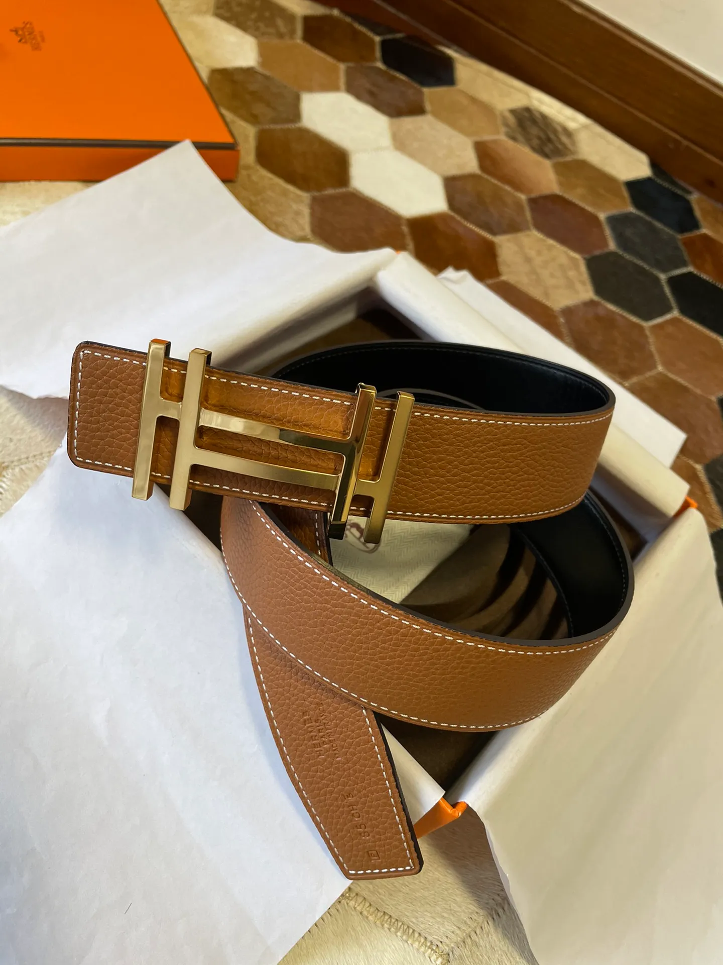 💍Purchasing agent Hermes zp order classic men's belt counter Togo leather with stainless steel duplex welding point buckle 3.8cm, practical and beautiful. P480