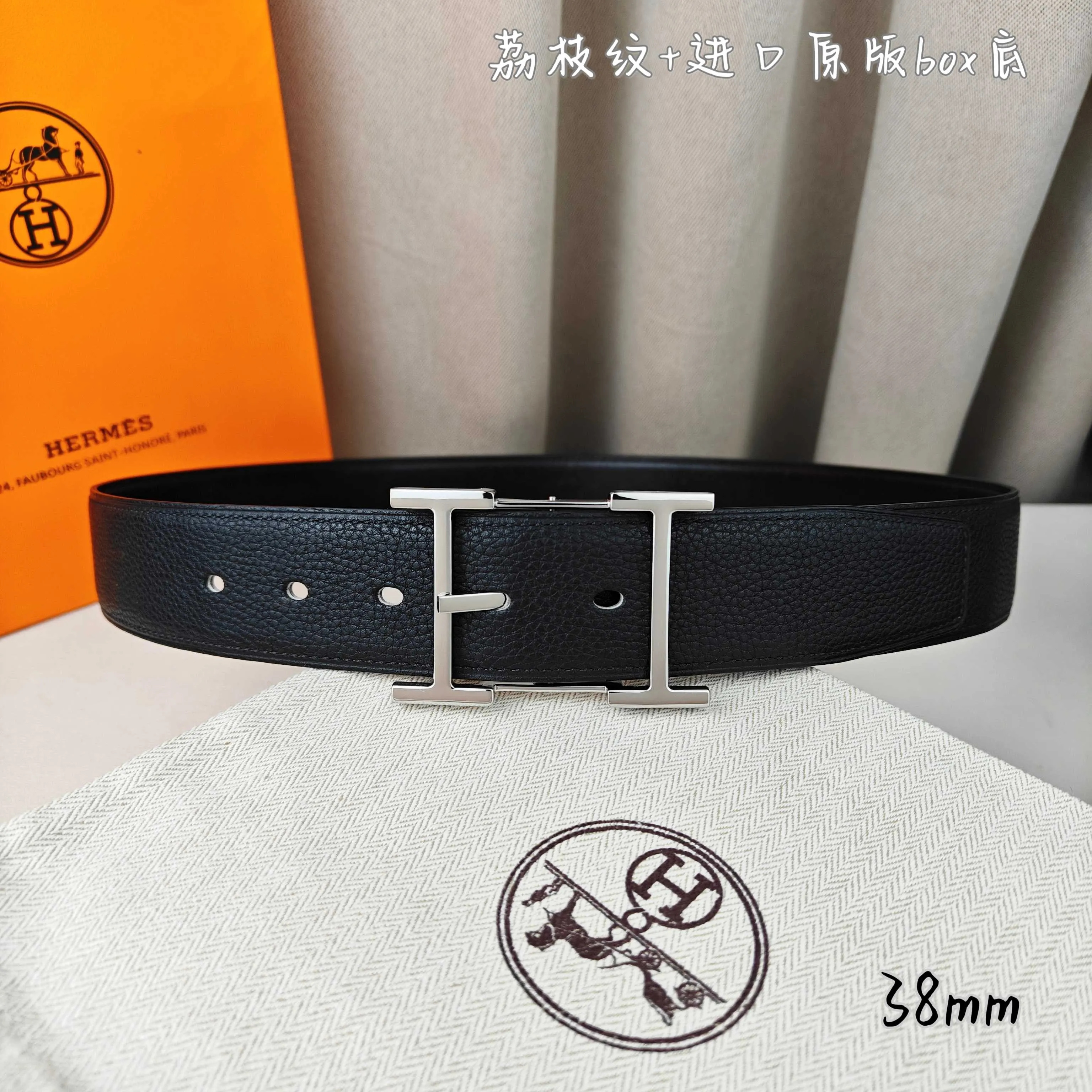 💰520💰Full package💰 💍Purchasing-grade Hermès pin buckle, imported first-layer cowhide, pebbled pattern with imported white heart bottom, 3.8cm wide, with official website boutique pin buckle