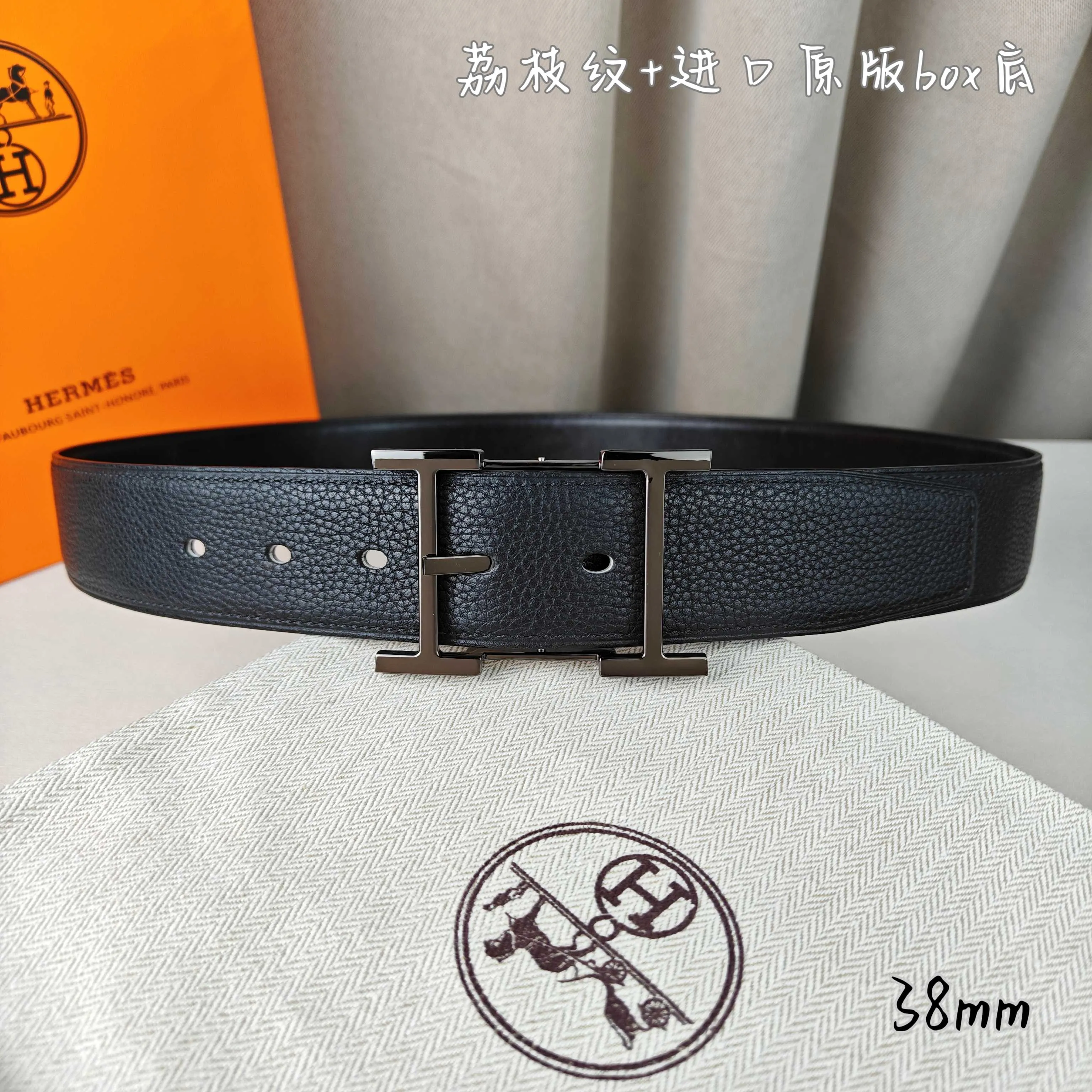 💰520💰Full package💰 💍Purchasing-grade Hermès pin buckle, imported first-layer cowhide, pebbled pattern with imported white heart bottom, 3.8cm wide, with official website boutique pin buckle