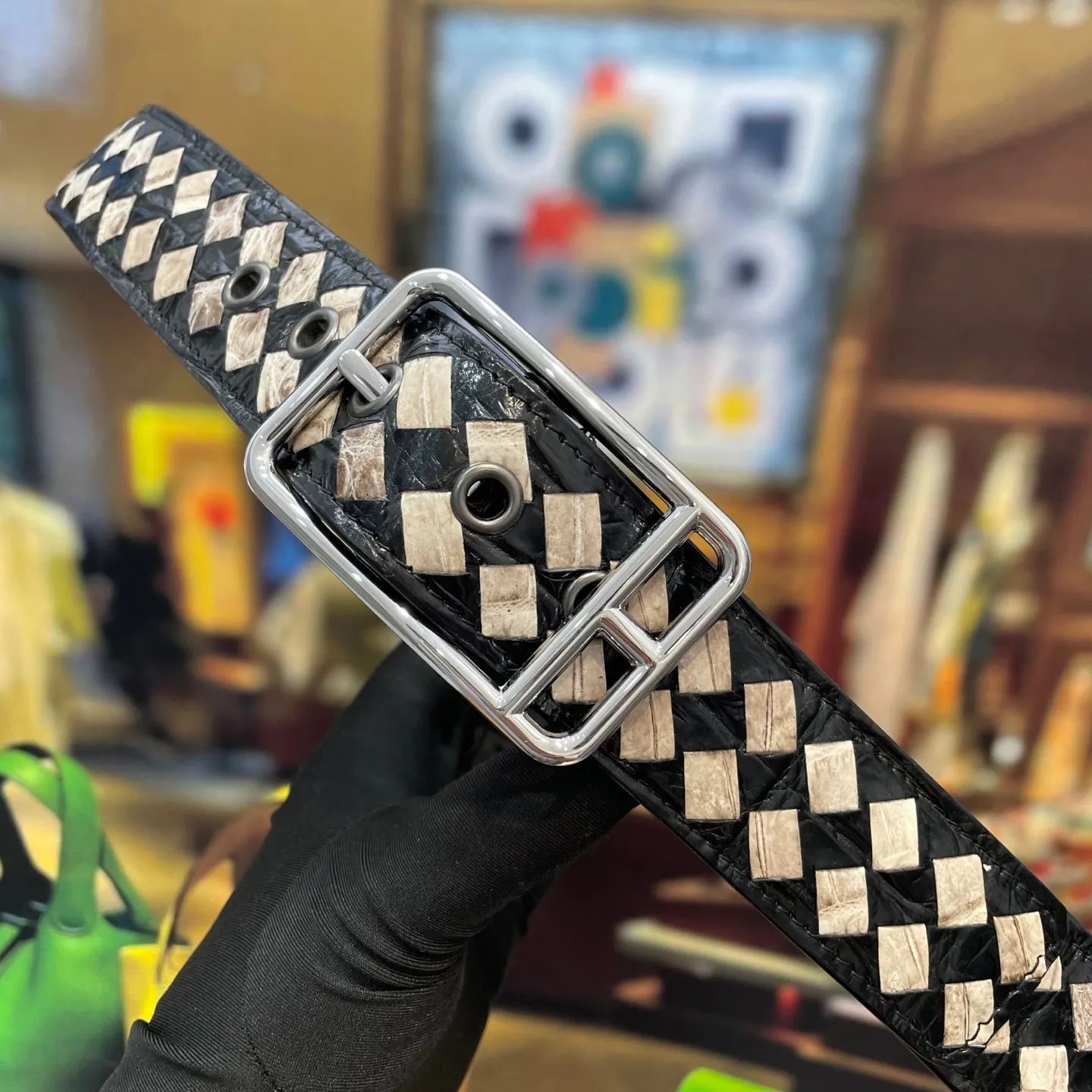 Hermes-🆕 🔥 Width 38mm boutique Classic black and white color combination Himalayan white and imported Nile crocodile 🐊 Braided 🐊 crocodile needle belt, casual yet elegant, high-end atmosphere, with boutique buckle, premium original quality, precision production