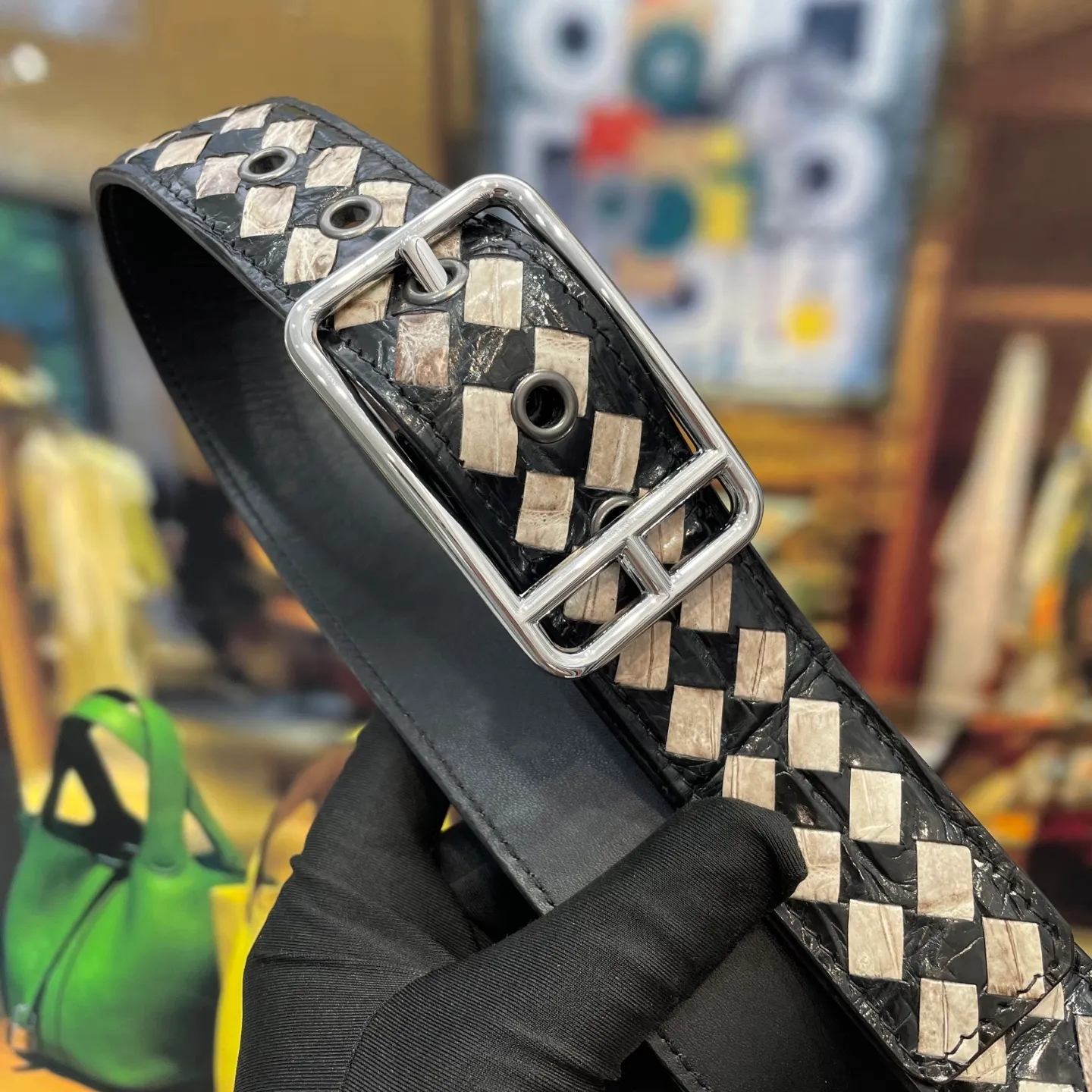 Hermes-🆕 🔥 Width 38mm boutique Classic black and white color combination Himalayan white and imported Nile crocodile 🐊 Braided 🐊 crocodile needle belt, casual yet elegant, high-end atmosphere, with boutique buckle, premium original quality, precision production
