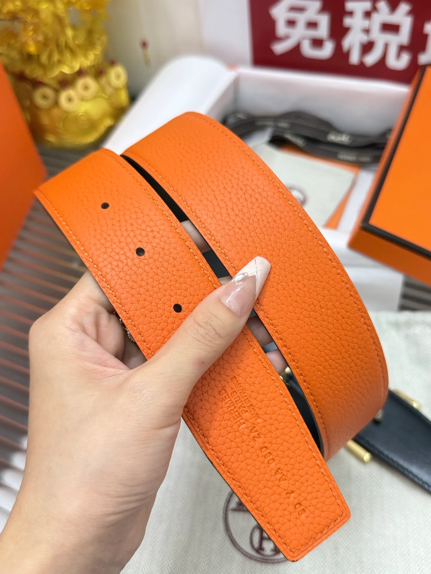 ✅Width: 𝟯.𝟴𝗰𝗺 ❑ Hermès "Duty Free Packaging" official website synchronized classic model, double-sided can be used, Italy 🇮🇹𝐒𝐢𝐫𝐩 original import 𝐓𝐎𝐆𝐎 calfskin + fine pure steel hardware buckle P480