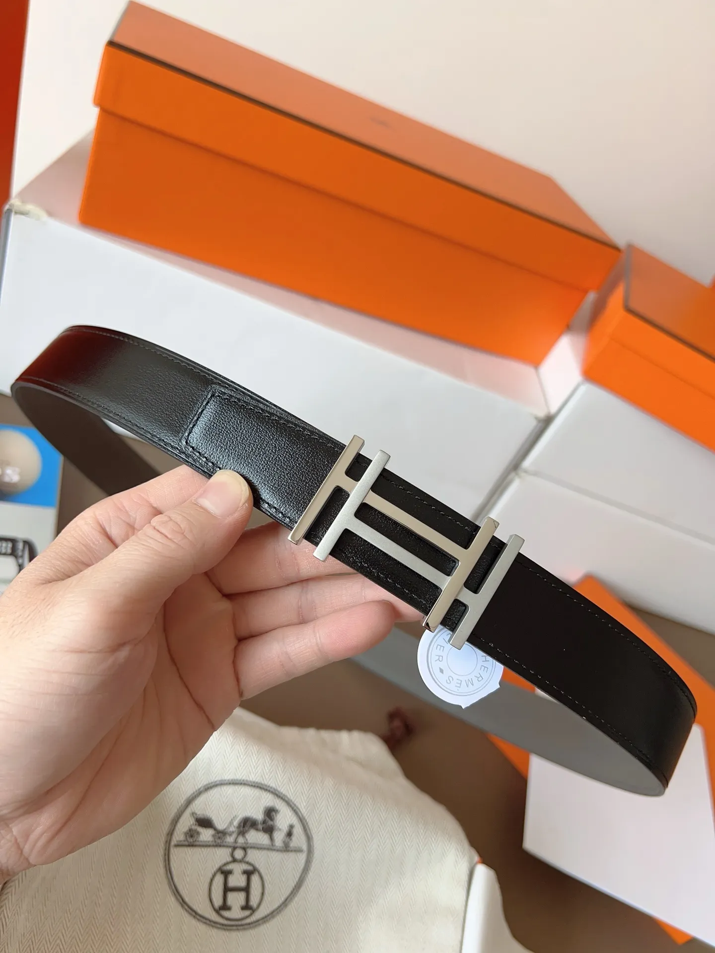 💰480💰Full set of packaging💰💍Purchase level Hermes "HERMES" new craftsmanship, original wiring 3.2cm, colors are black, earthy yellow, tin gray, coffee color, Prussian basket double-sided belt🇫🇷French original togo leather/A-grade steel buckle The quality is beyond doubt, there is no better, only the best,