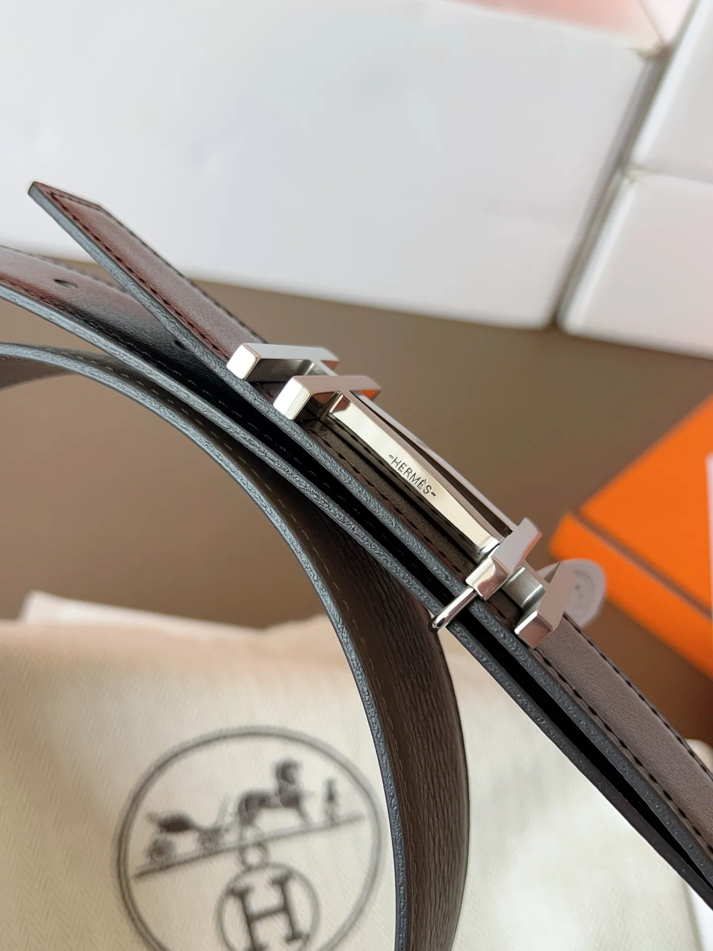 💰480💰Full set of packaging💰💍Purchase level Hermes "HERMES" new craftsmanship, original wiring 3.2cm, colors are black, earthy yellow, tin gray, coffee color, Prussian basket double-sided belt🇫🇷French original togo leather/A-grade steel buckle The quality is beyond doubt, there is no better, only the best,