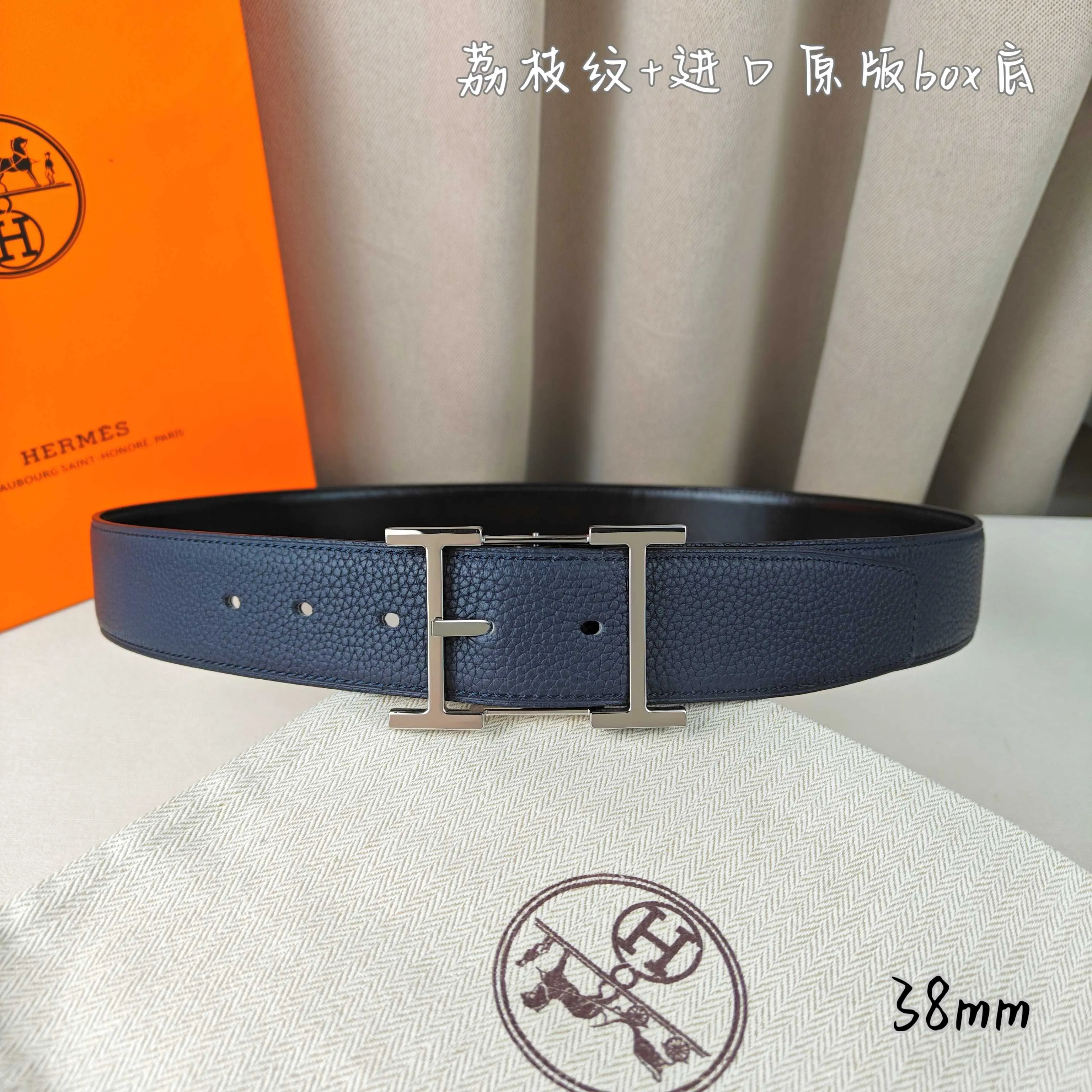 💰520💰Full package💰 💍Purchasing-grade Hermès pin buckle, imported first-layer cowhide, pebbled pattern with imported white heart bottom, 3.8cm wide, with official website boutique pin buckle
