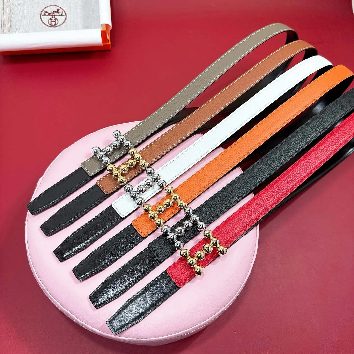 💰440💰Full package💰 💍Purchasing agent grade Hermès simple dual-purpose leather girl's pebbled belt, accessories 2.5cm H stainless steel dual-purpose leather H buckle belt!