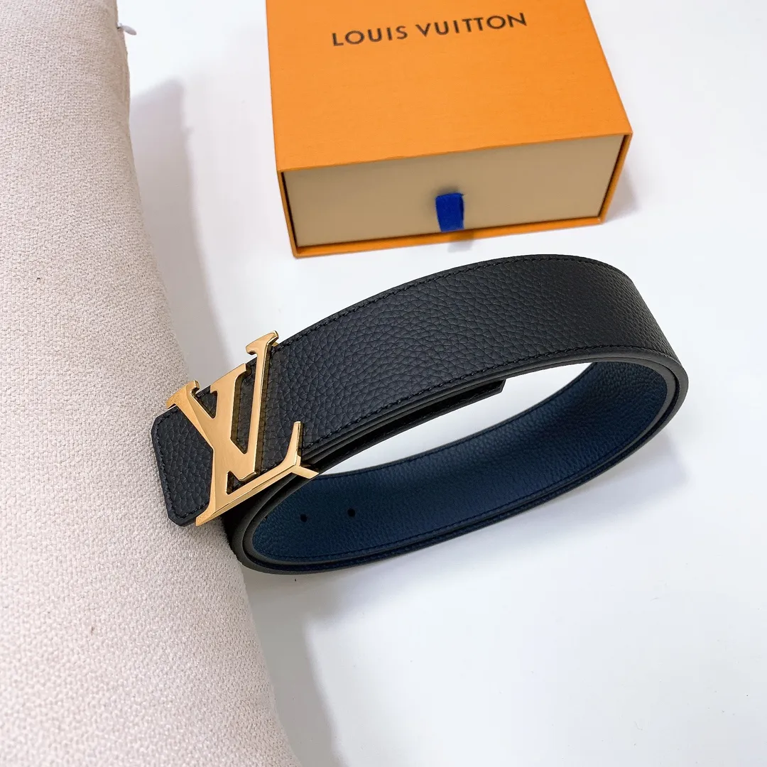 💰480💰Full package💰 💍Purchase level Lv imported pebbled cowhide classic men's belt, high-quality stainless steel letter head dual-use hanging buckle belt 4.0cm