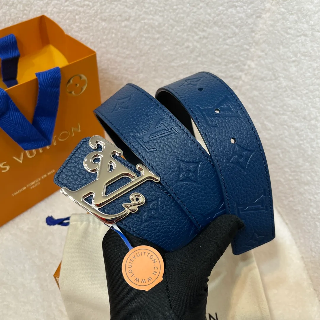 💰480💰Complete package💰 💍Purchase level, trendy men's wear, new belt LV NEW, width 4cm, the belt surface is made of imported Togo pebbles, embossed with floral patterns, pure black original calfskin bottom, feels great, matched with exquisite buckles of the same color as the belt, multi-color🉑choice