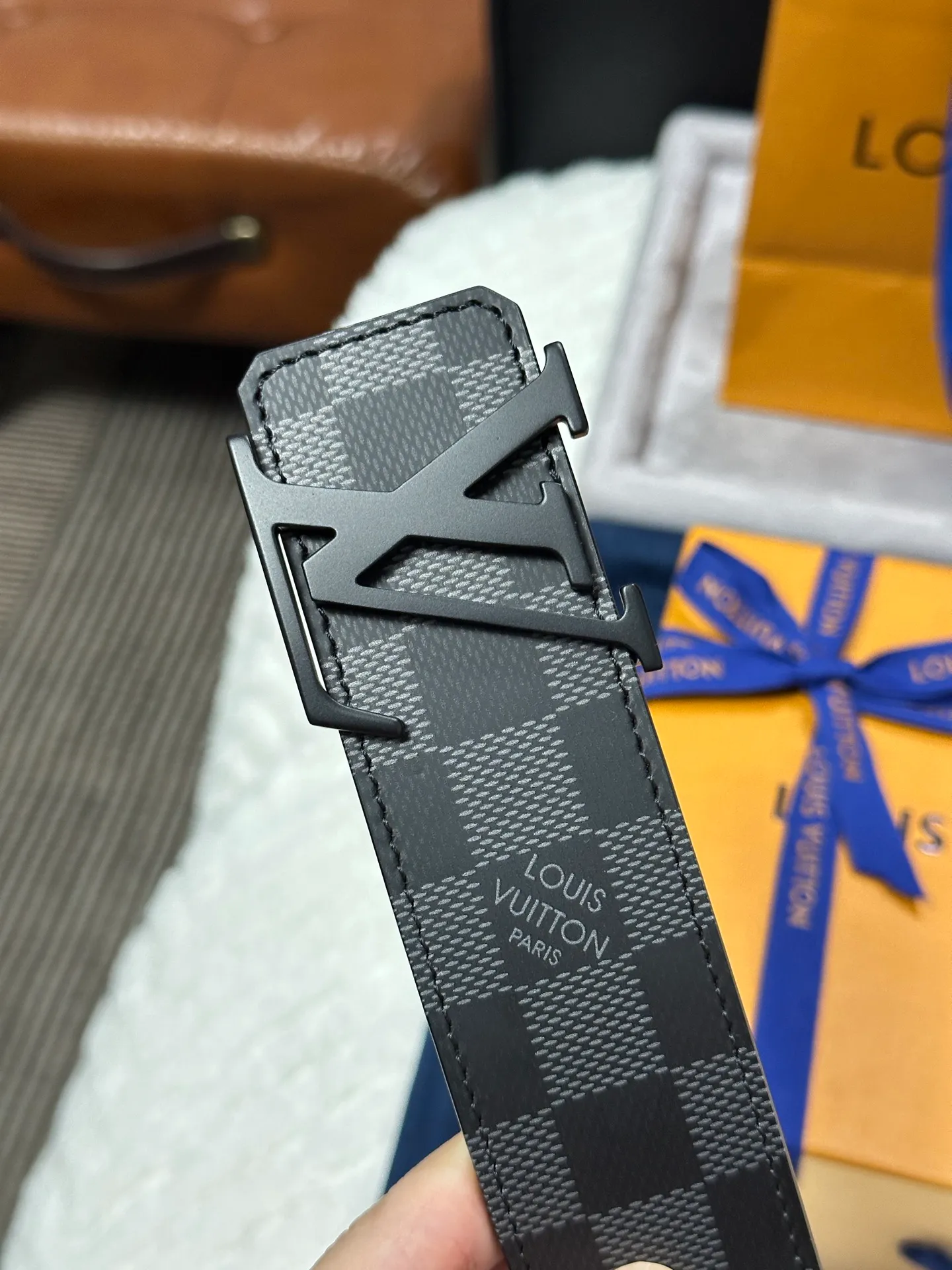 💰480💰Full set of packaging💰 💍Purchasing-grade LV Louis Vuitton M0107, double-sided, screen-printed checkerboard, width 4.0cm, high-quality LV buckle