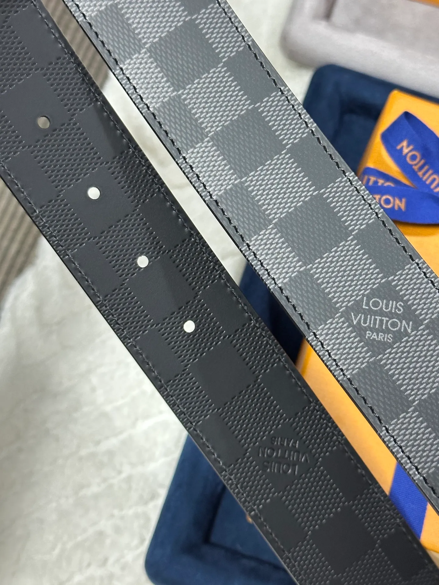 💰480💰Full set of packaging💰 💍Purchasing-grade LV Louis Vuitton M0107, double-sided, screen-printed checkerboard, width 4.0cm, high-quality LV buckle