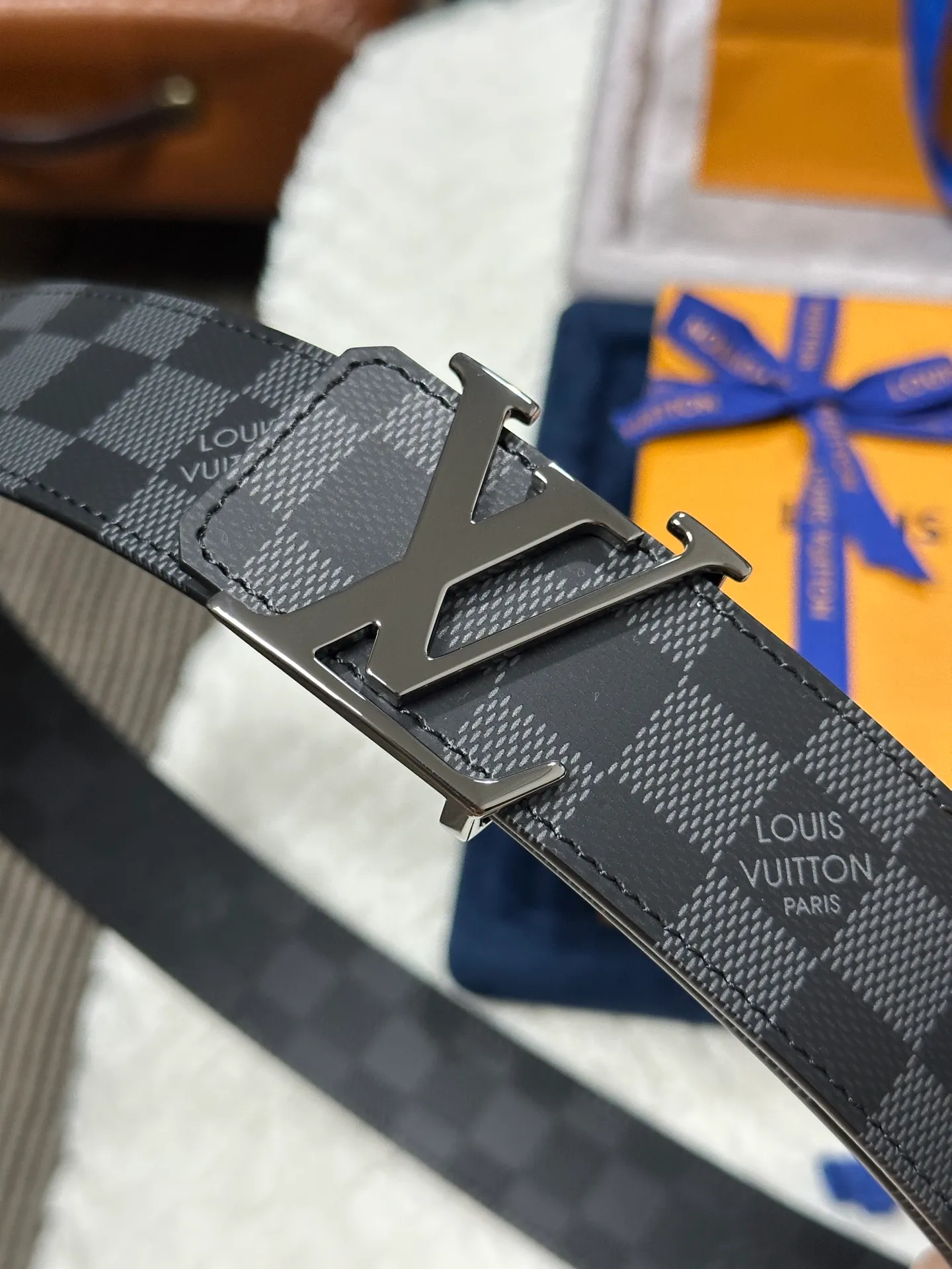 💰480💰Full set of packaging💰 💍Purchasing-grade LV Louis Vuitton M0107, double-sided, screen-printed checkerboard, width 4.0cm, high-quality LV buckle