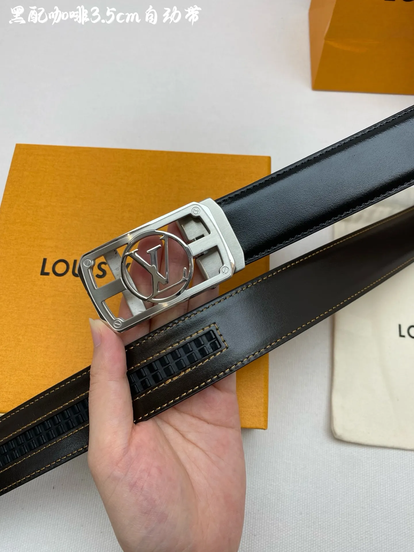 💰460💰Full package💰 💍Purchase grade LV⚡️🌹Men's automatic belt - width 3.5cm ⚡️🌹316 high-quality steel buckle, exquisitely crafted, soft to the touch, can be cut