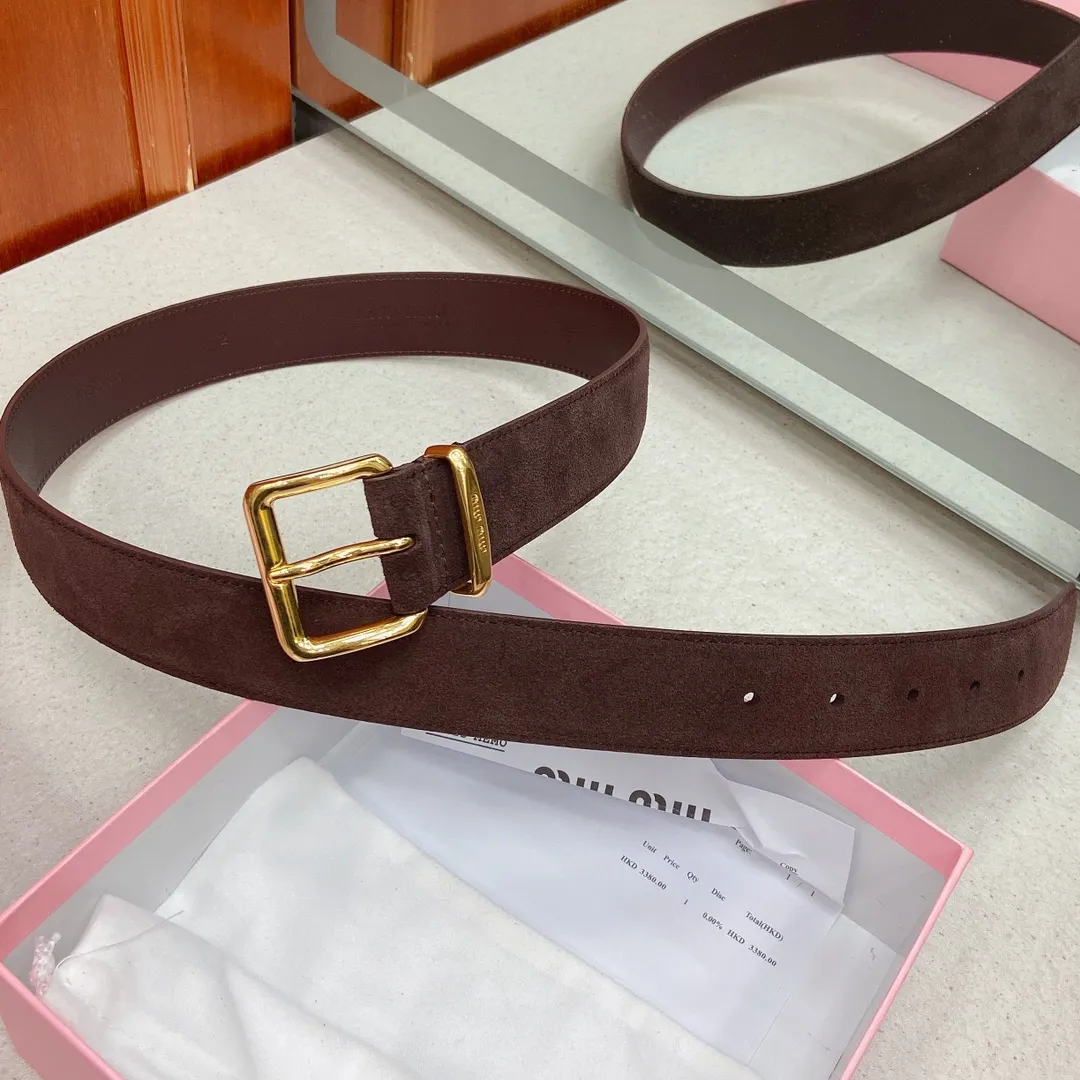 💰460💰Full package💰 💍Purchasing agent level Miumiu⚡️🌹New model, belt width 3.5cm, suede calfskin material pure copper metal buckle, minimalist style, design enhances style.