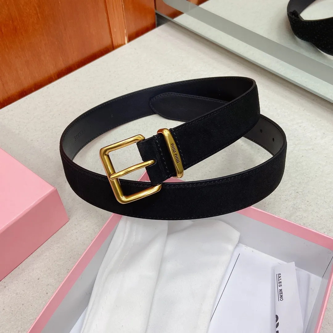 💰460💰Full package💰 💍Purchasing agent level Miumiu⚡️🌹New model, belt width 3.5cm, suede calfskin material pure copper metal buckle, minimalist style, design enhances style.