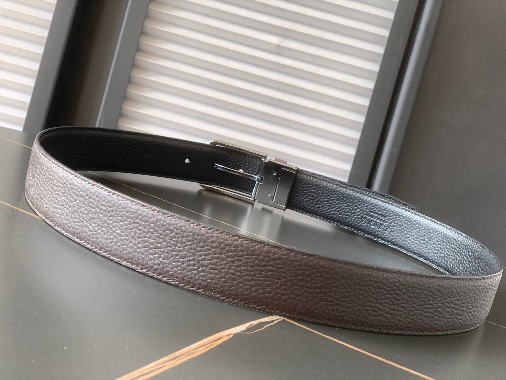 💰480💰Full package💰 💍Purchase level new style❤️Ermenegilido Zegne Zegna Belt Men's official website sells rotating buckle belt, double-sided leather, versatile for business and leisure💓💓💓