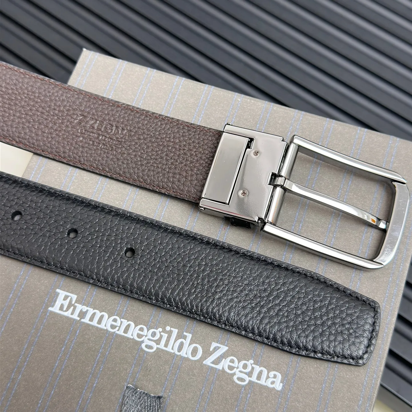 💰480💰Full package💰 💍Purchase level Ermenegildo Zegna pin buckle, tail clip design, double-sided, details determine quality, a must-have for gentlemen.
