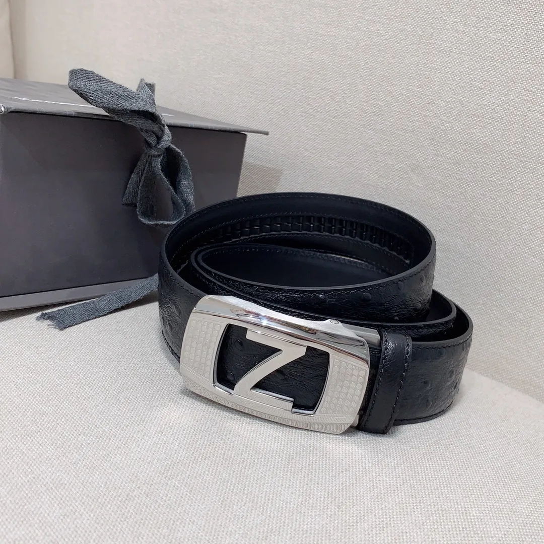 💰460💰Authentic packaging💰 💍Purchase grade Ermenegildo Zegna men's automatic belt Classic Z-shaped metal automatic buckle, exquisite and subtle, very attractive