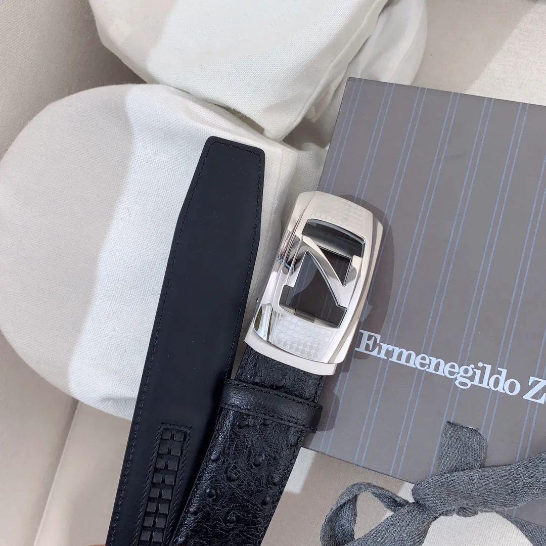 💰460💰Authentic packaging💰 💍Purchase grade Ermenegildo Zegna men's automatic belt Classic Z-shaped metal automatic buckle, exquisite and subtle, very attractive
