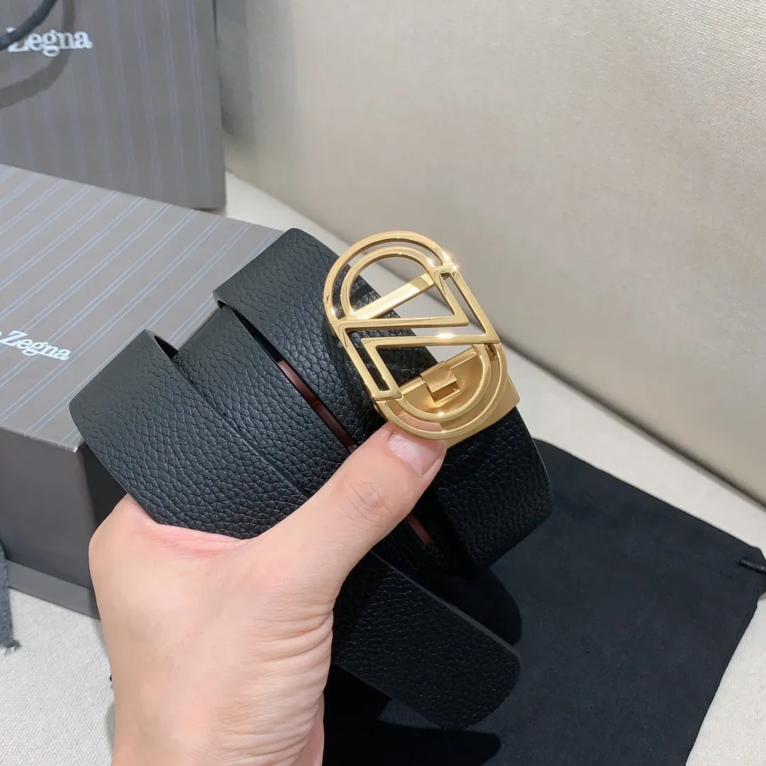 💰460💰Full package💰 💍Purchase level Ermenegildo Zegna men's automatic belt, classic Z-shaped metal automatic buckle, exquisite and subtle, very attractive 3.5cm
