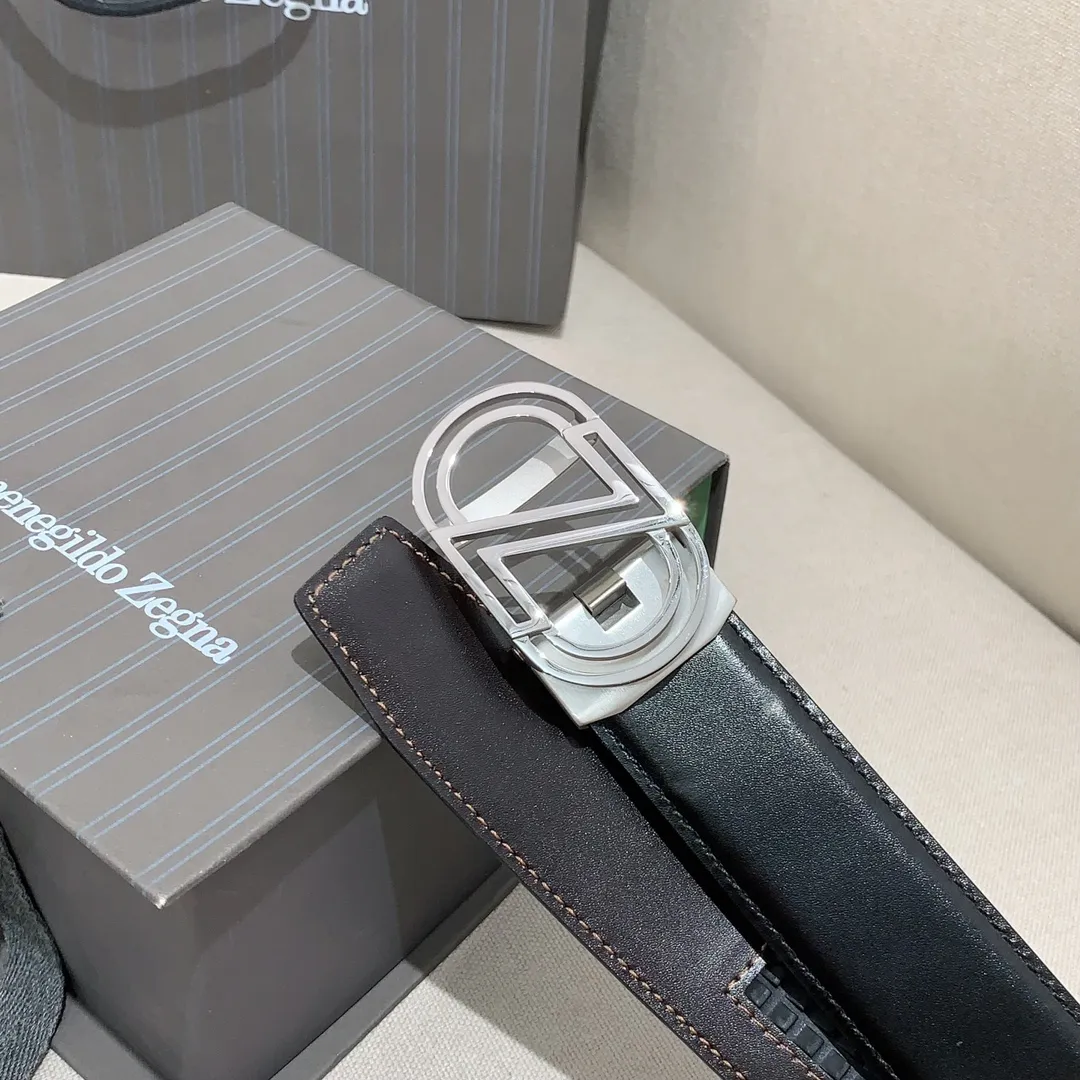 💰460💰Full package💰 💍Purchase level Ermenegildo Zegna men's automatic belt, classic Z-shaped metal automatic buckle, exquisite and subtle, very attractive 3.5cm