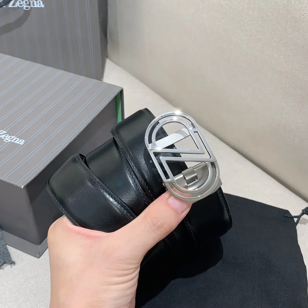 💰460💰Full package💰 💍Purchase level Ermenegildo Zegna men's automatic belt, classic Z-shaped metal automatic buckle, exquisite and subtle, very attractive 3.5cm