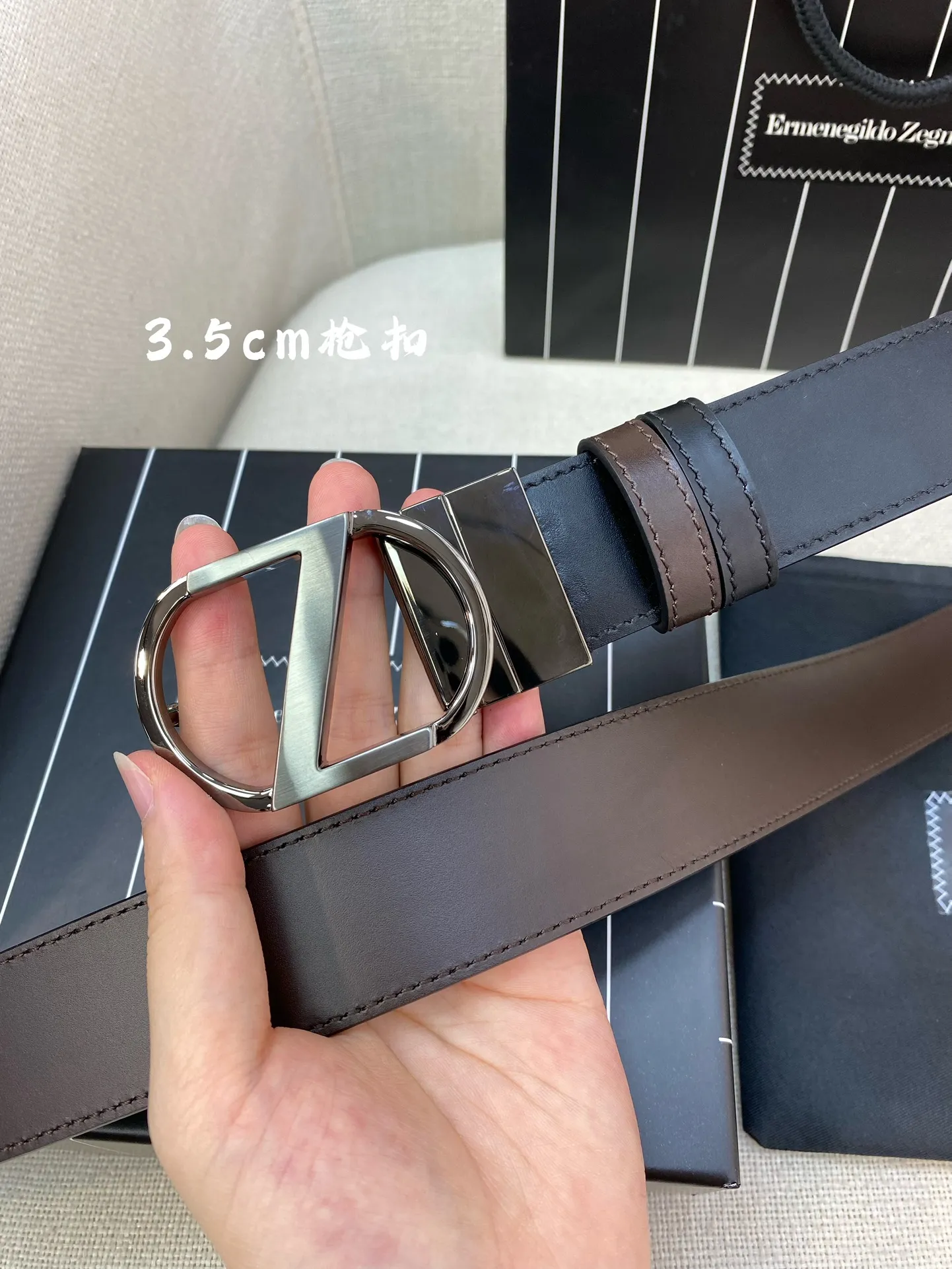 💰480💰Full package💰 💍Purchase level Ermenegildo Zegna men's belt - Width 35MM 316 quality buckle Seikoly crafted imported calfskin Unique design process Soft to the touch Can be cut