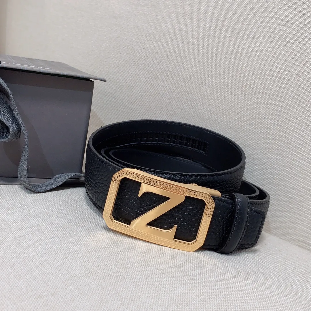 💰460💰Authentic packaging💰 💍Purchase grade Ermenegildo Zegna men's automatic belt Classic Z-shaped metal automatic buckle, exquisite and subtle, very attractive