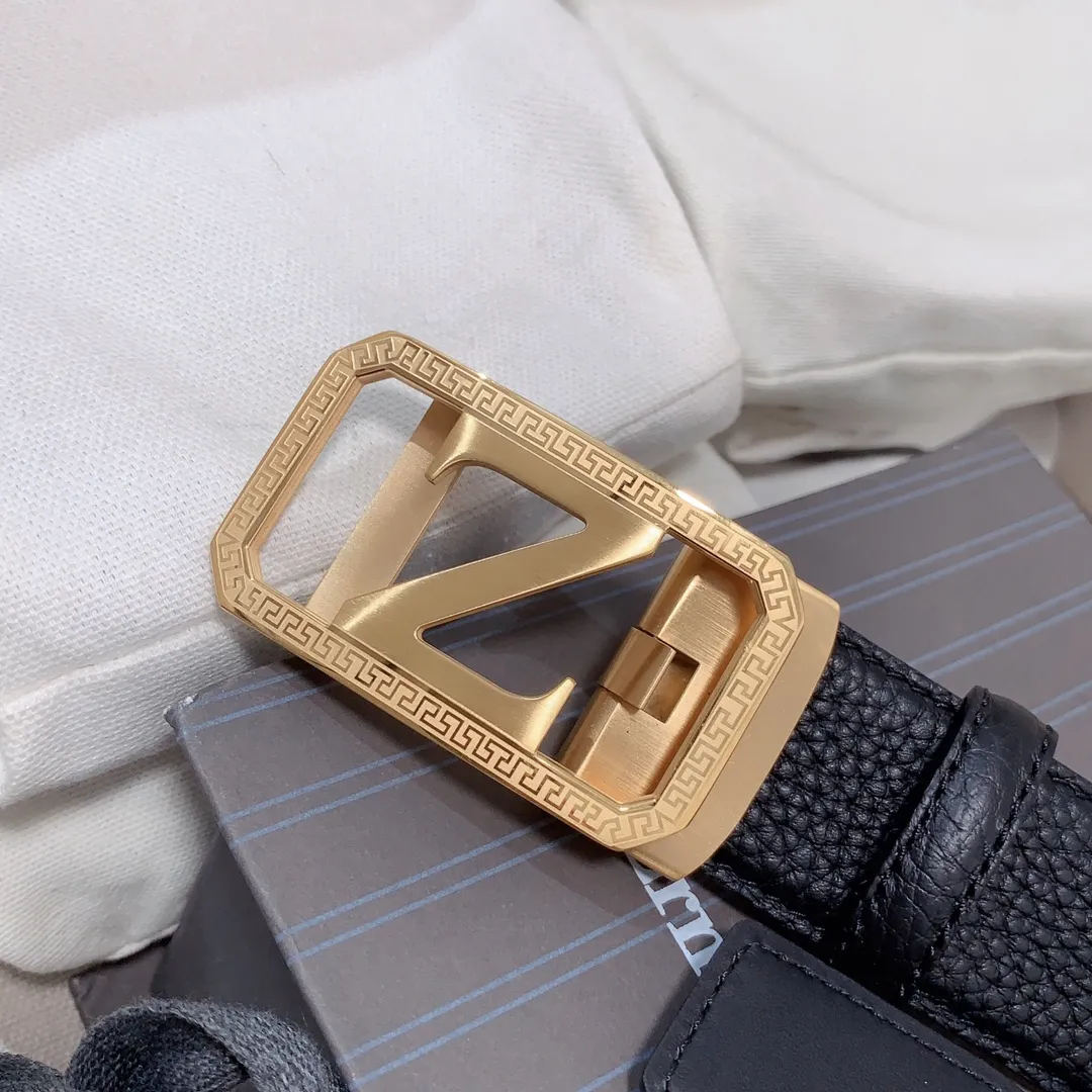 💰460💰Authentic packaging💰 💍Purchase grade Ermenegildo Zegna men's automatic belt Classic Z-shaped metal automatic buckle, exquisite and subtle, very attractive