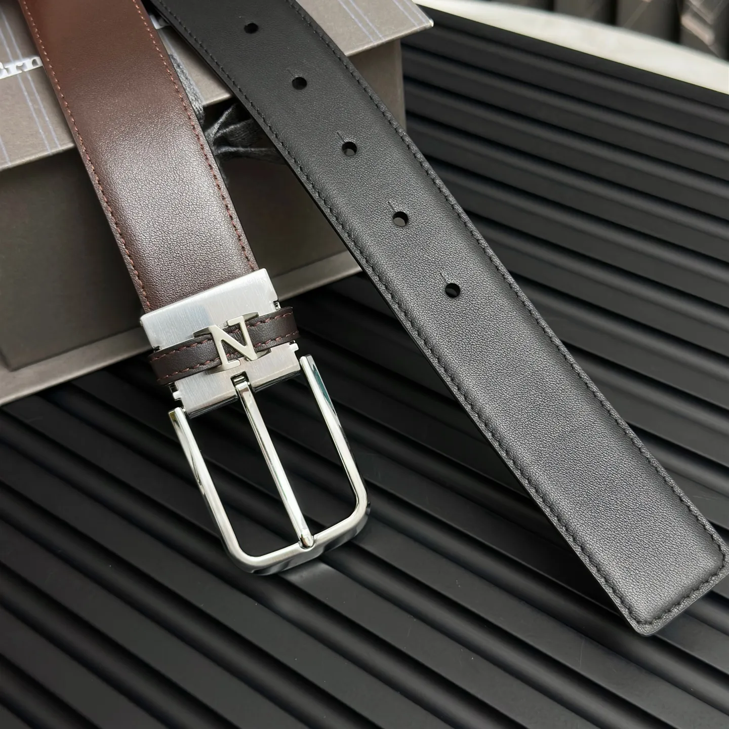💰480💰Full package💰 💍Purchase level Ermenegildo Zegna pin buckle, tail clip design, double-sided, details determine quality, a must-have for gentlemen.