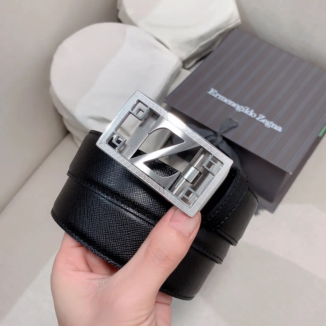 💰460💰Authentic packaging💰 💍Purchase grade Ermenegildo Zegna men's automatic belt Classic Z-shaped metal automatic buckle, exquisite and subtle, very attractive