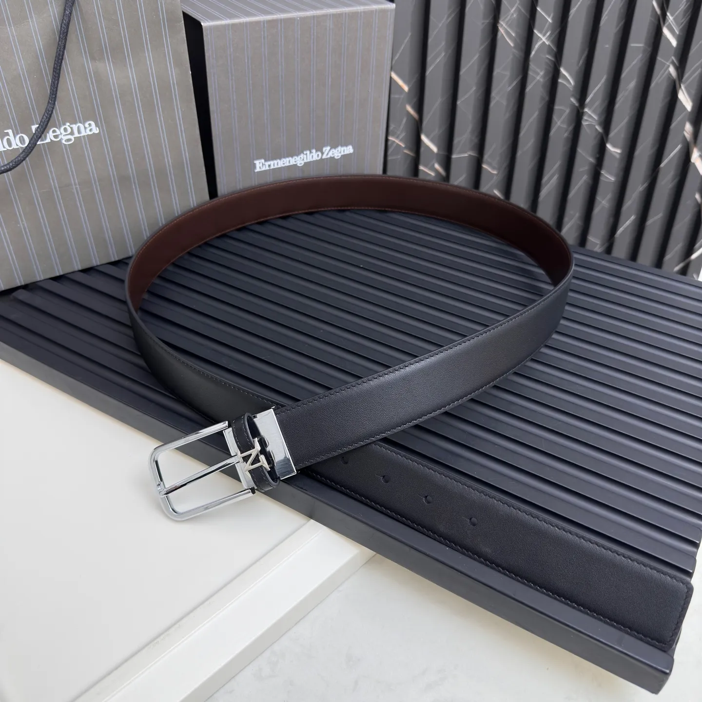 💰480💰Full package💰 💍Purchase level Ermenegildo Zegna pin buckle, tail clip design, double-sided, details determine quality, a must-have for gentlemen.