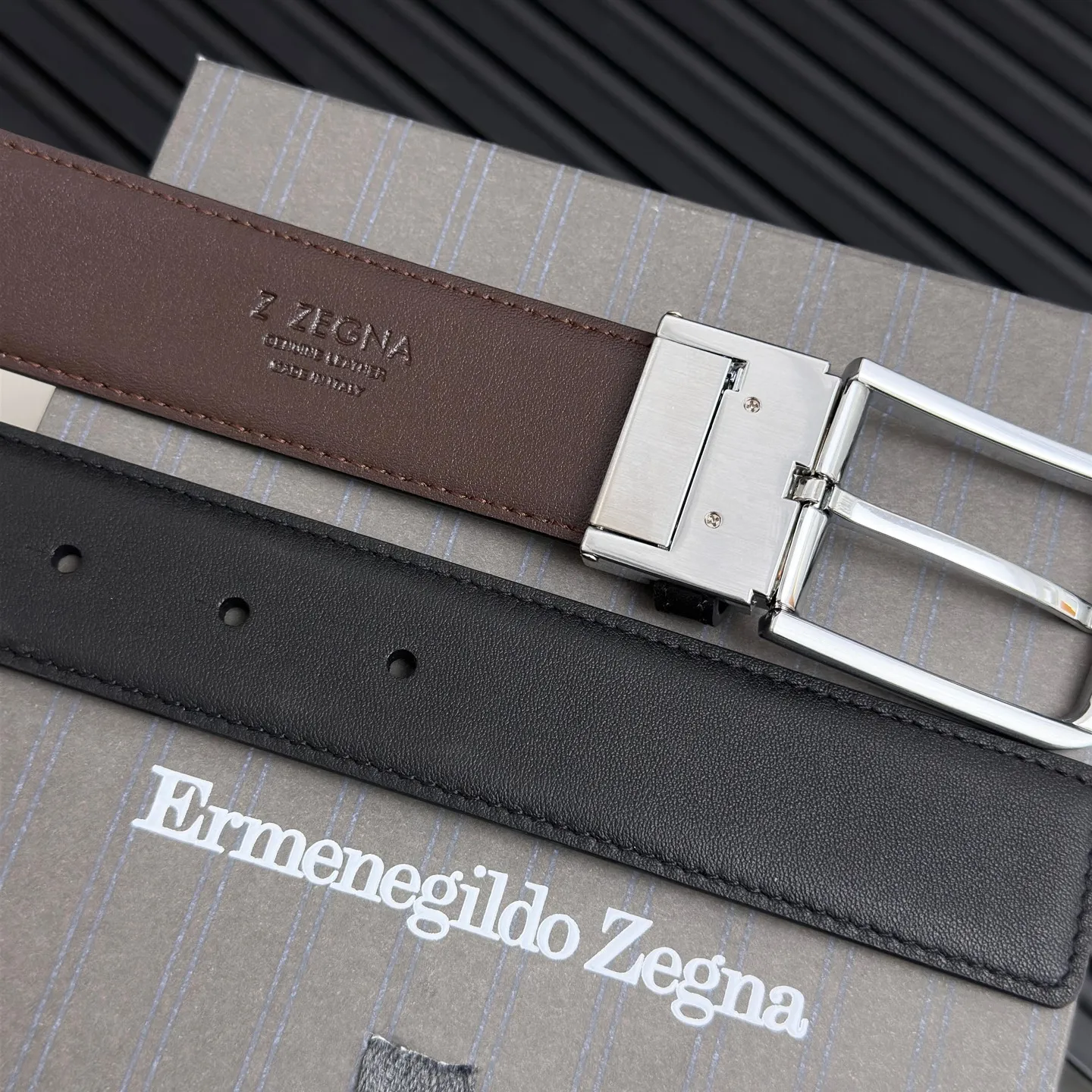 💰480💰Full package💰 💍Purchase level Ermenegildo Zegna pin buckle, tail clip design, double-sided, details determine quality, a must-have for gentlemen.