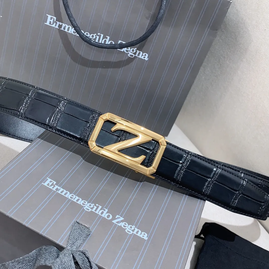 💰460💰Full package💰 💍Purchase level Ermenegildo Zegna men's automatic belt, classic Z-shaped metal automatic buckle, exquisite and subtle, very attractive 3.5cm