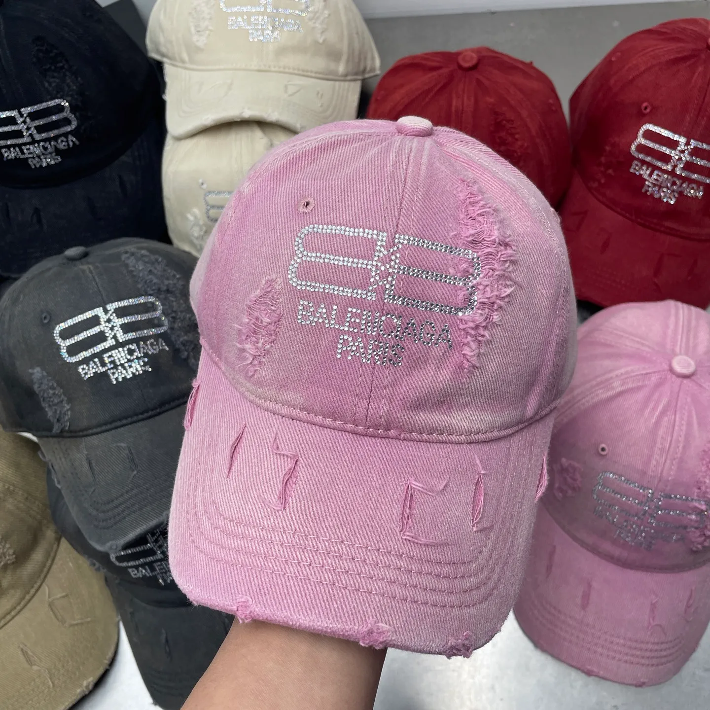 Private message for price inquiry! Balenciaga washed and distressed baseball cap with holes